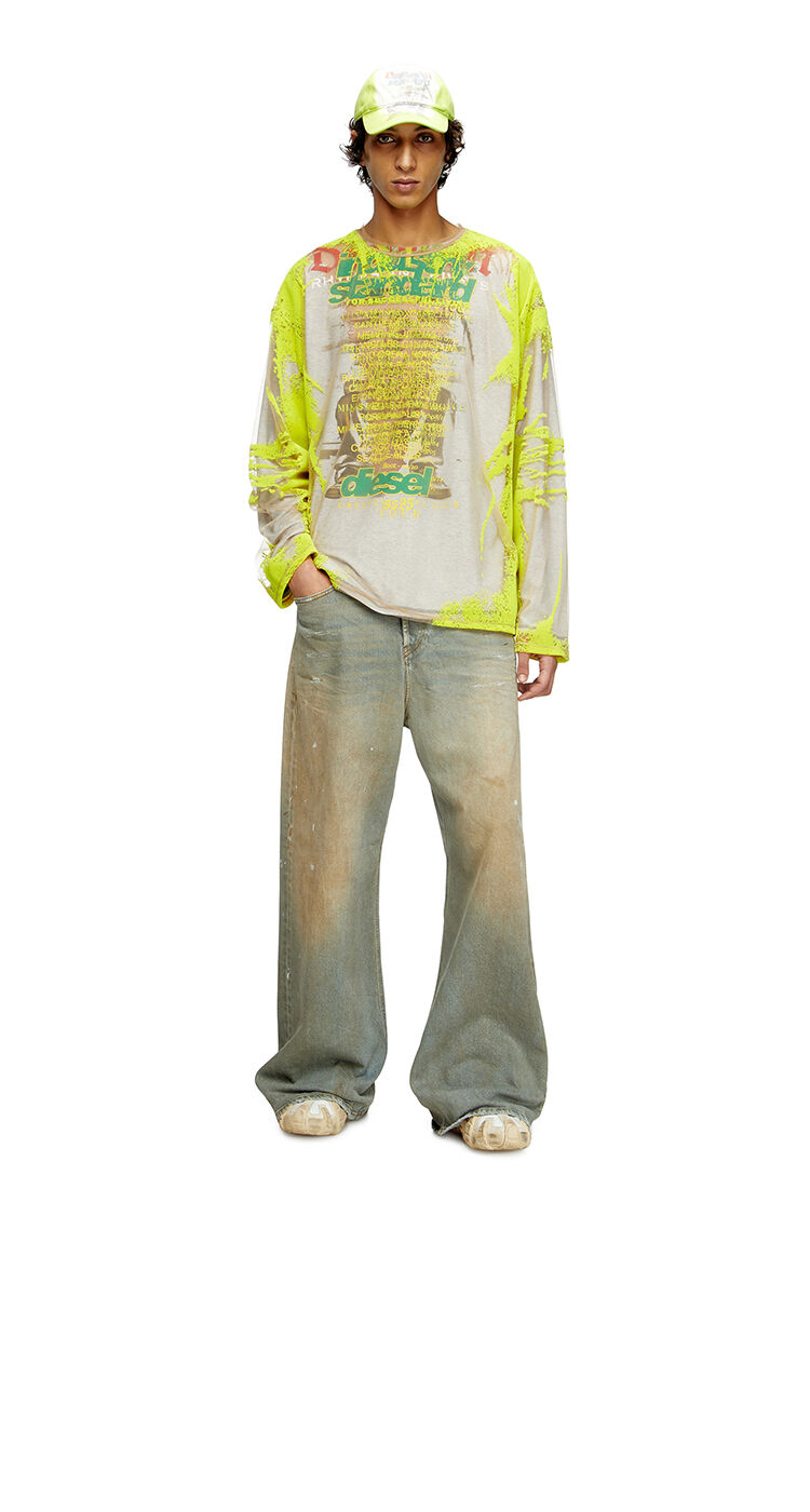 T-shirt en nylon &agrave; manches longues avec imprim&eacute; paroles