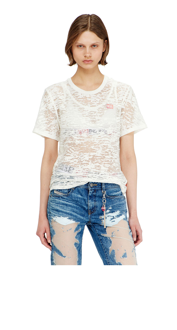 T-shirt aus all-over devor&eacute;-Jersey