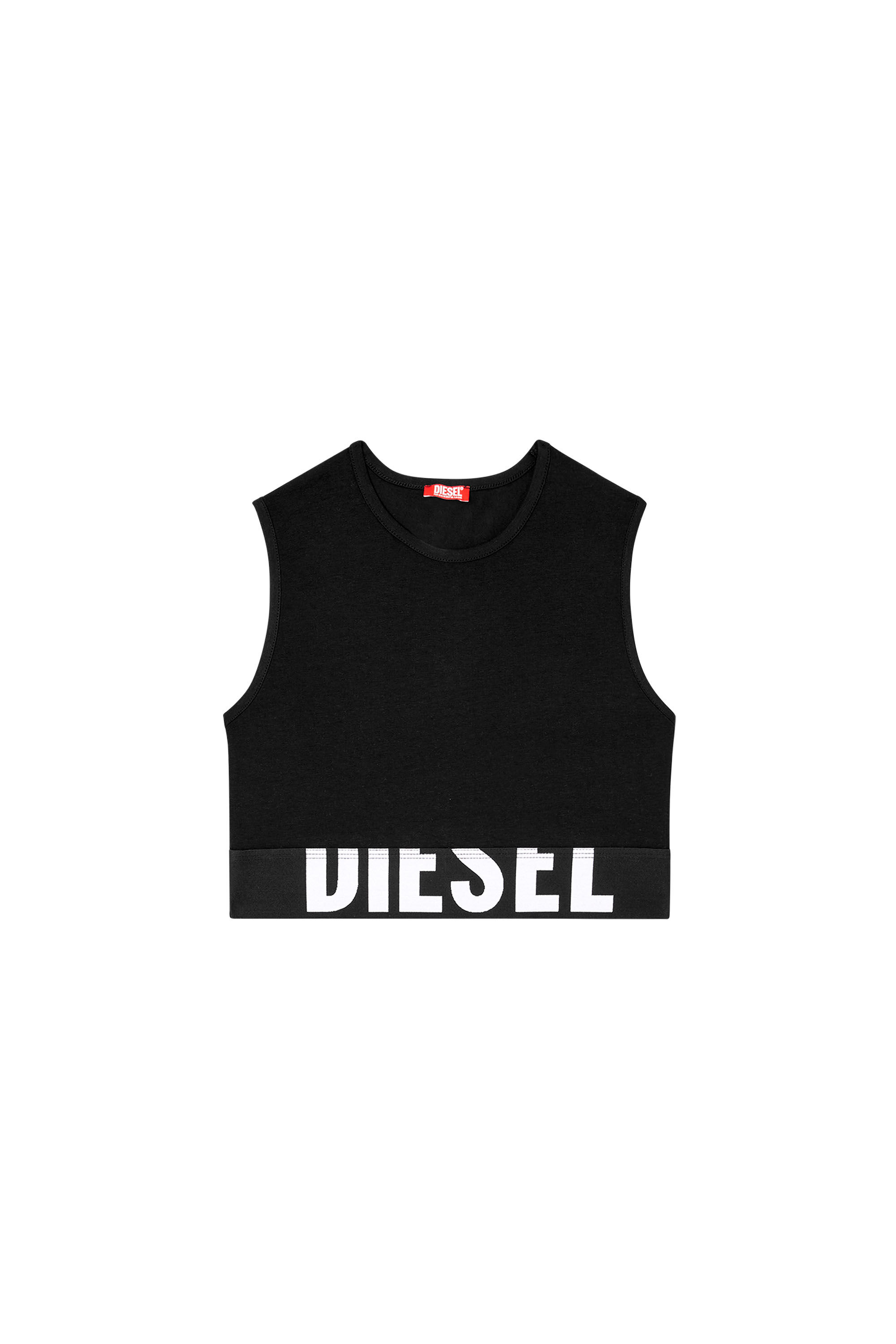 Diesel - ADA-D-POP, Débardeur crop avec logo découpé Femme in Noir - 2