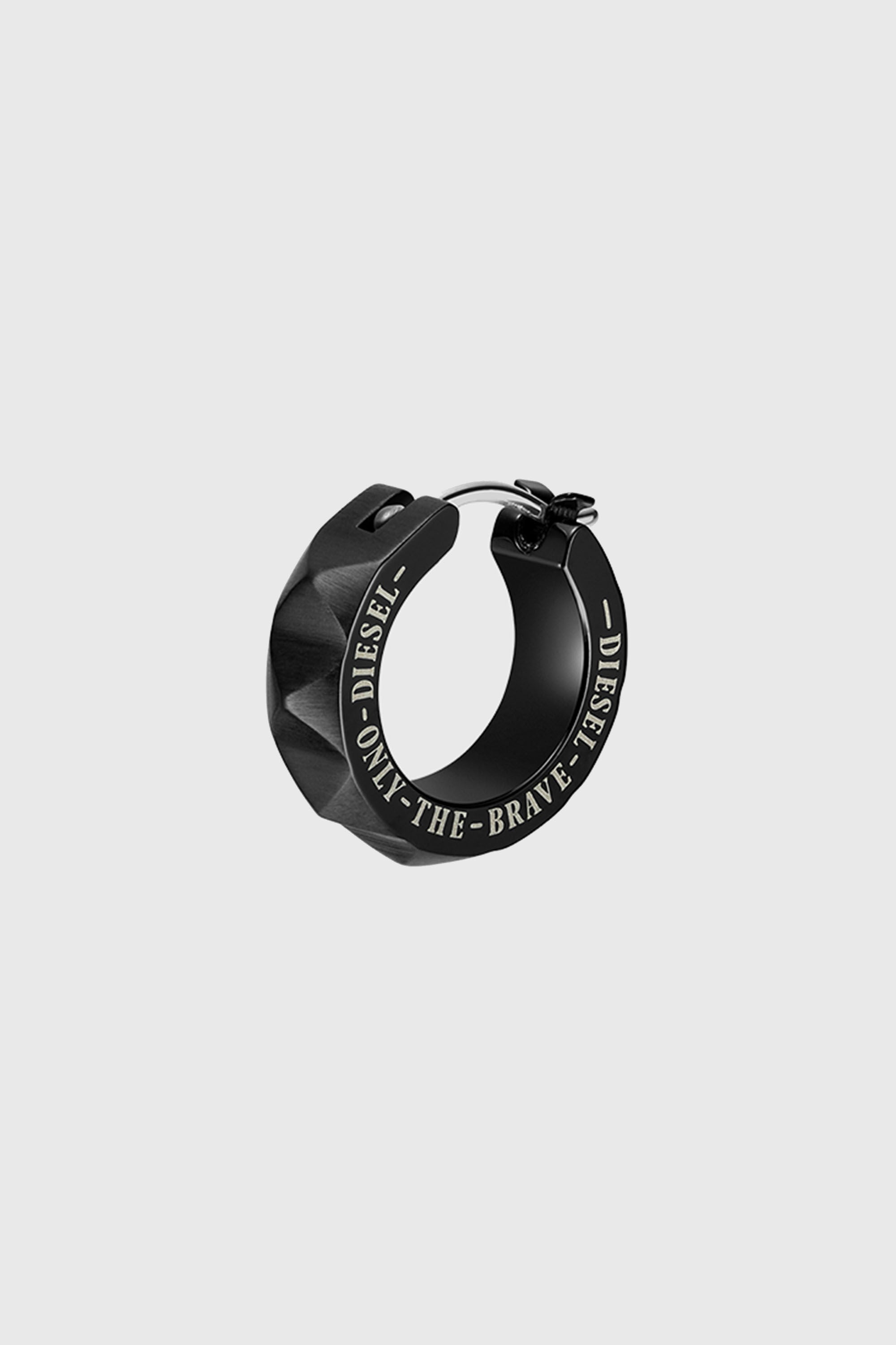 Diesel - DX1273, Orecchino ad anello aderente con borchie in acciaio inossidabile nero Uomo in Nero - 1