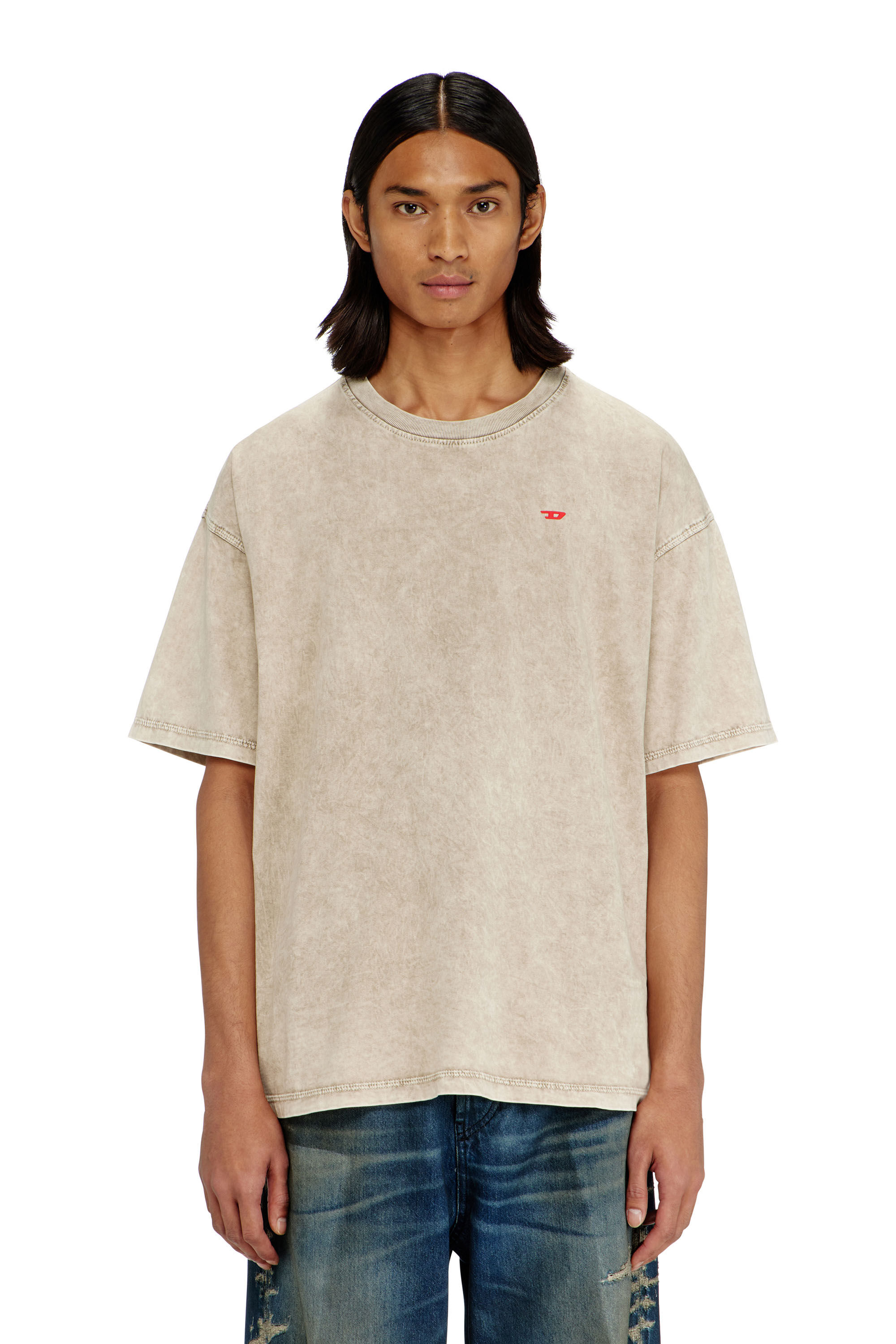 Diesel - T-BOXT-AA14, Herren Baumwoll-T-Shirt mit behandelten Effekt in Beige - 3
