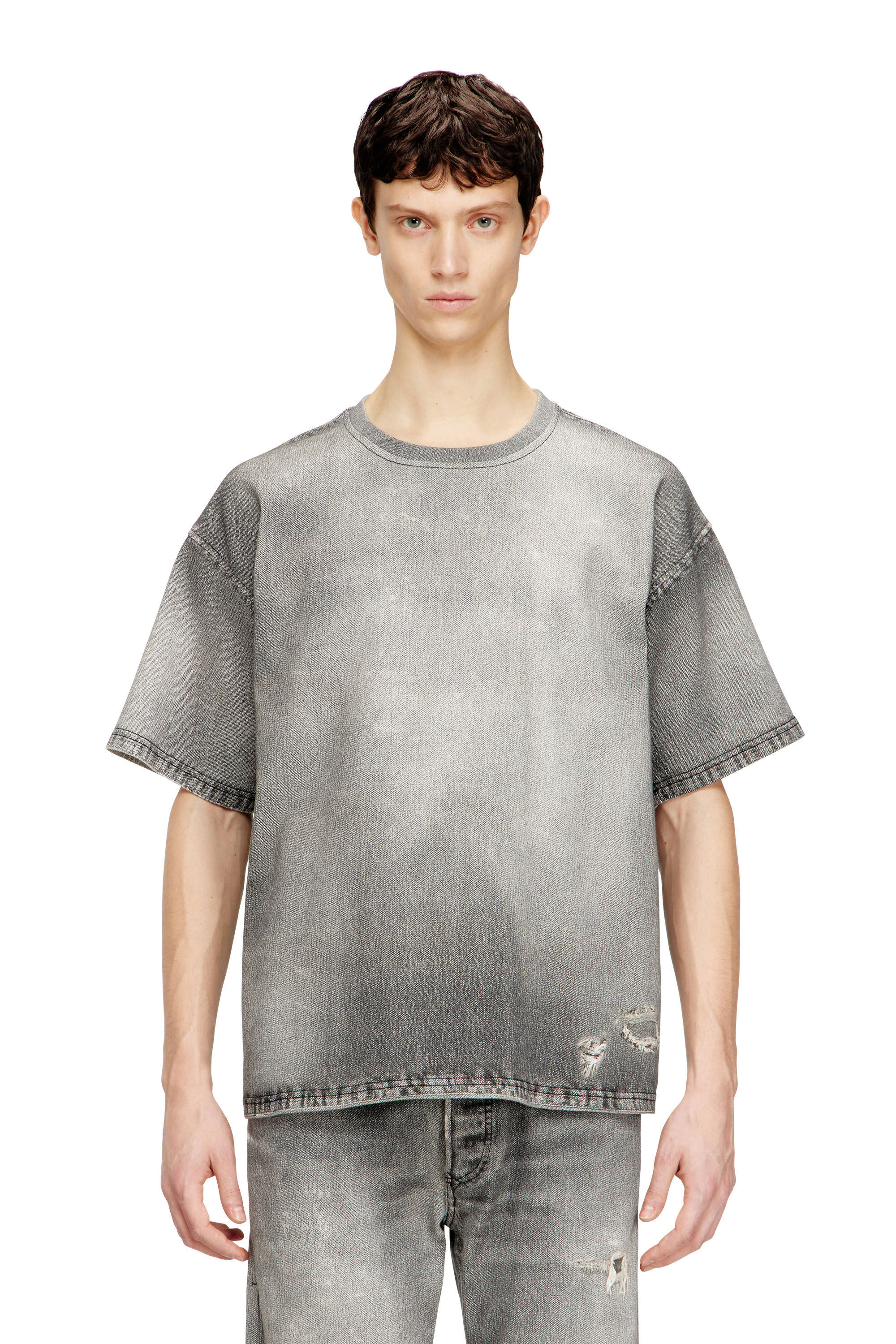 Diesel - D-BOX JOGG, Herren Denim-T-Shirt mit Trompe-l'&oelig;il-Effekt-Behandlung in Grau - 3