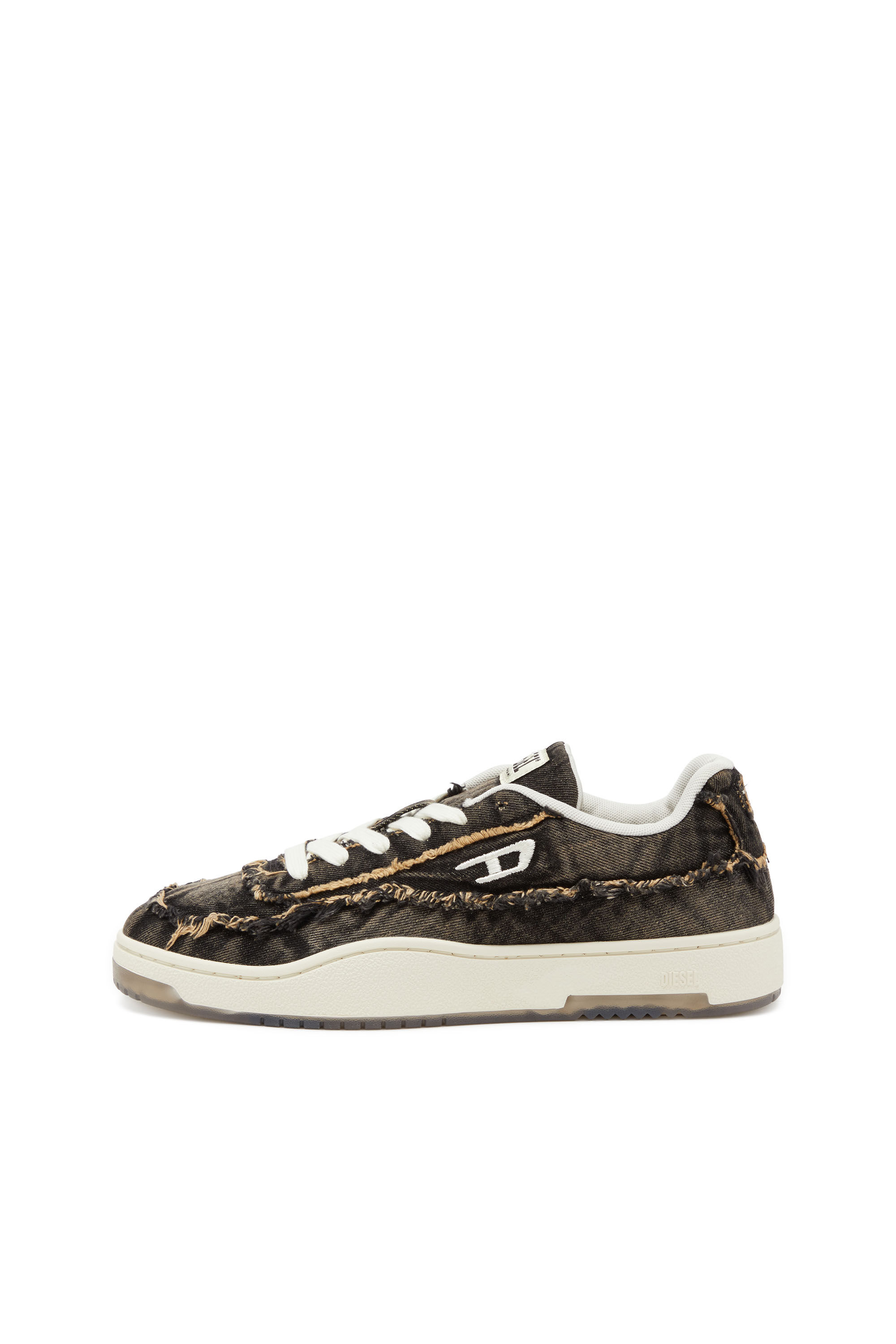 Diesel - S-TRACKER-D LOW, S-Tracker-D-Baskets en denim effiloché avec semelle transparente Homme in Noir - 8
