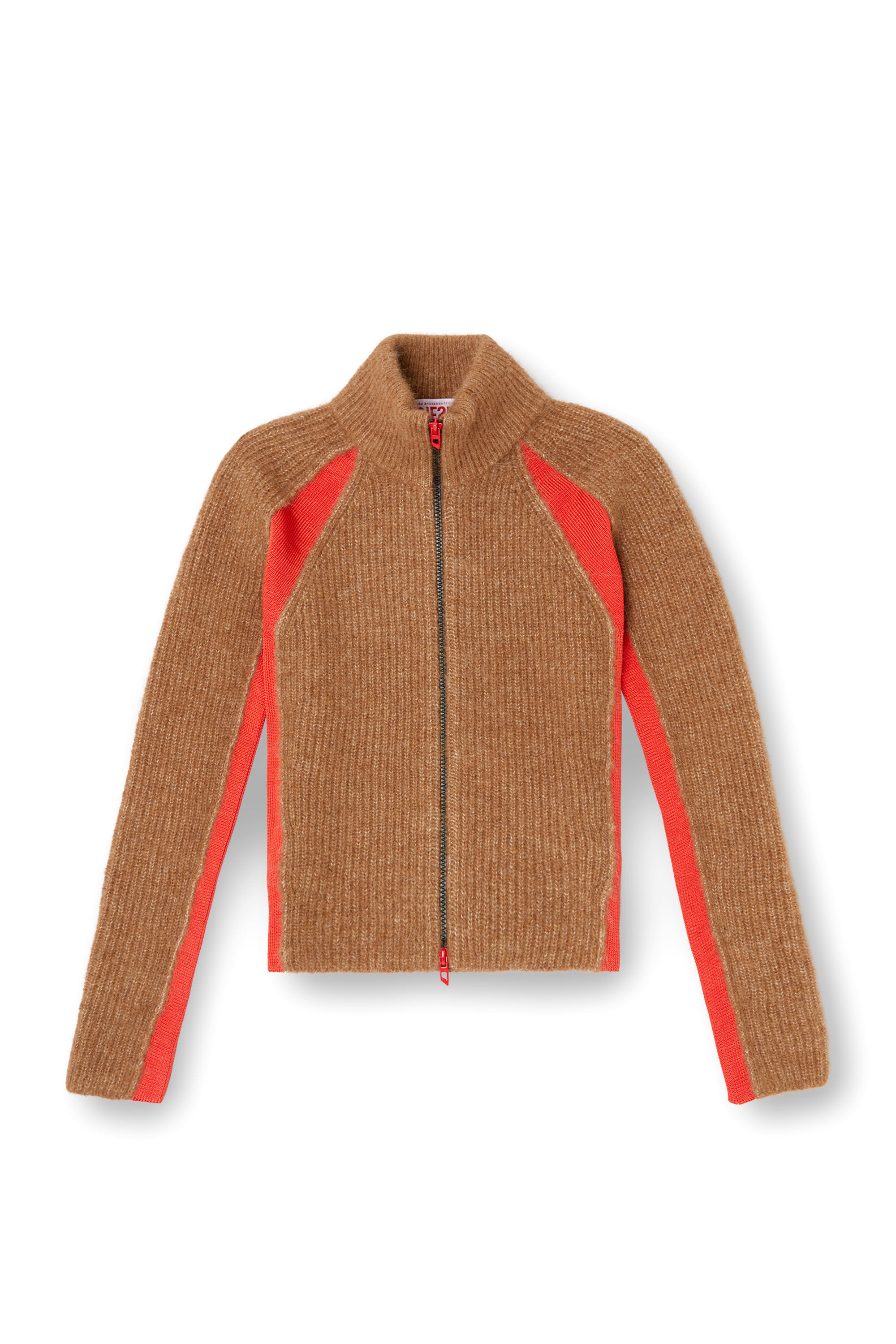 Diesel - M-LOUISE, Cardigan misto alpaca con inserti a contrasto Donna in Marrone - 2