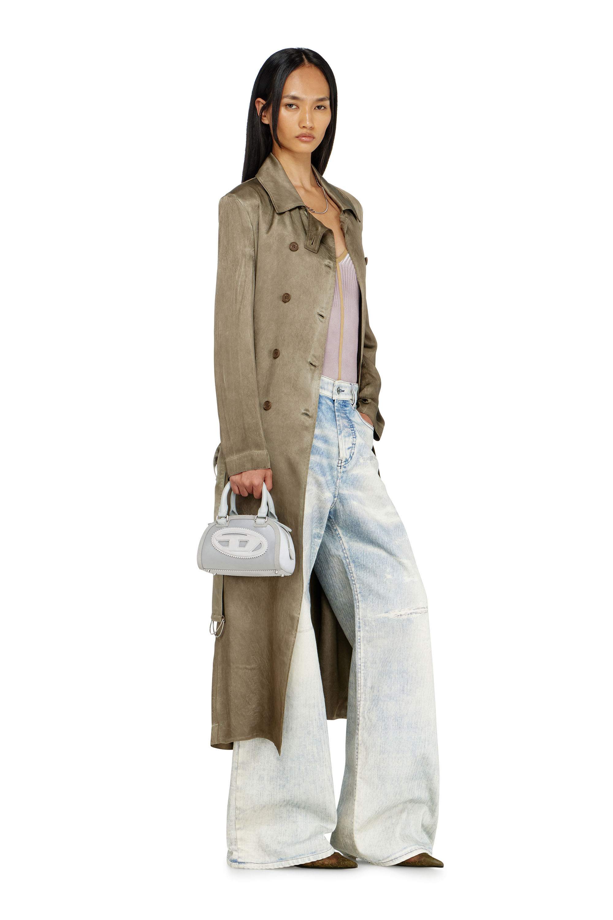 Diesel - G-LADES, Trench coat en satin froiss&eacute; Femme in ToBeDefined - 1
