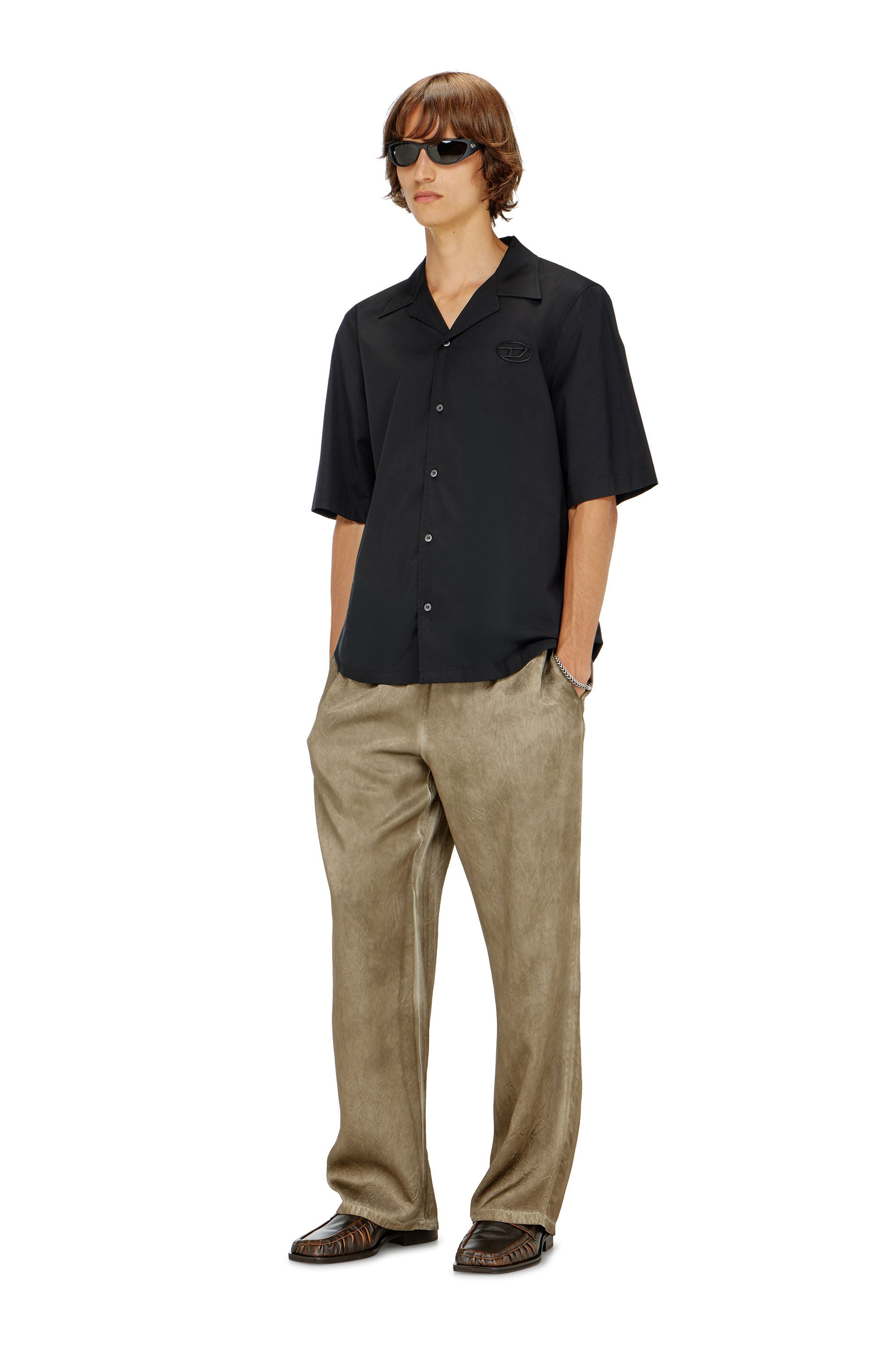 Diesel - S-MAC-GSBH, Herren Stretch-Popeline-Hemd mit Oval-D-Stickerei in Schwarz - 1