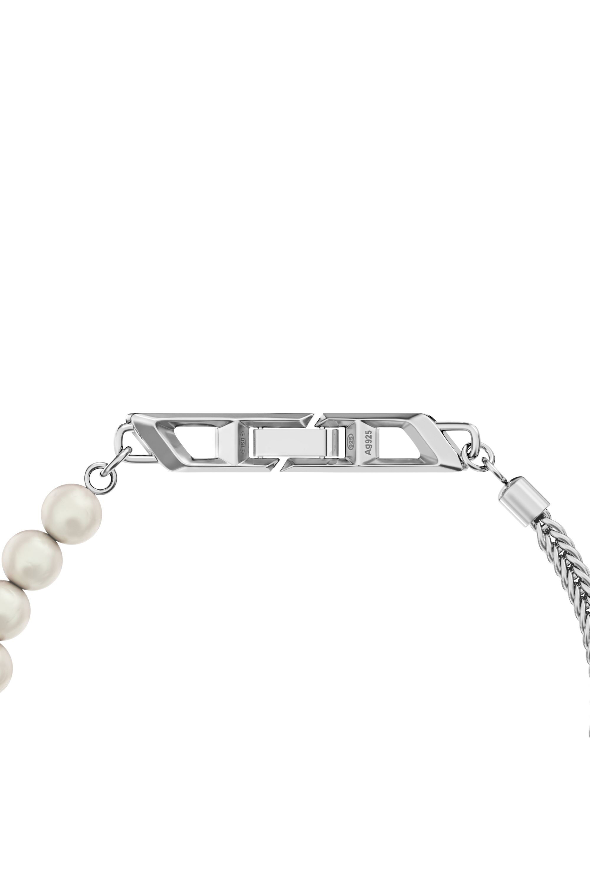 Diesel - DL1368040 STERLING SILVER JEWEL, Bracelet en argent sterling et perle Mixte in Gris argent&eacute; - 2