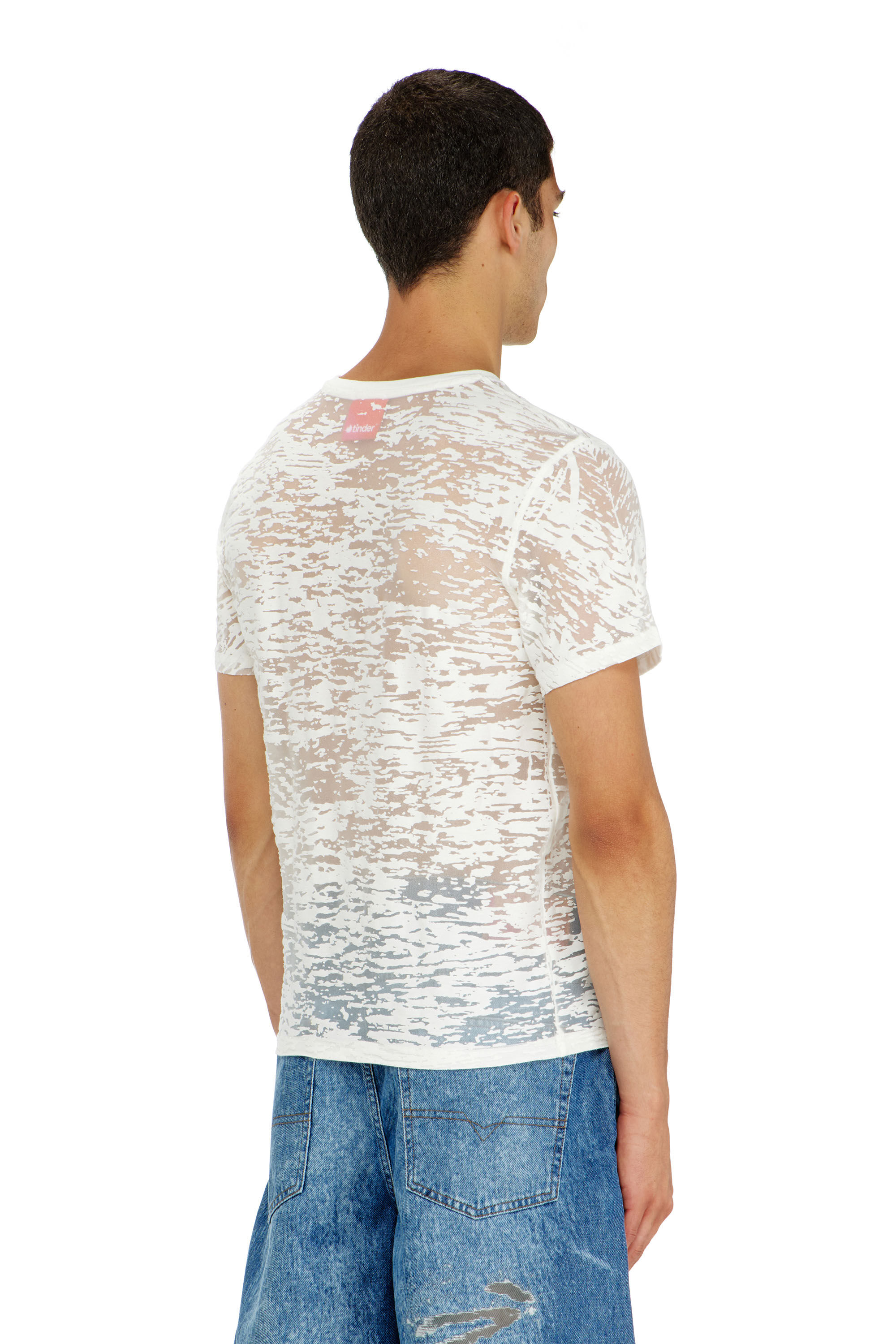 Diesel - PR-T-NOTS-MATI-R, T-shirt in jersey devor&eacute; all-over Unisex in Bianco - 4