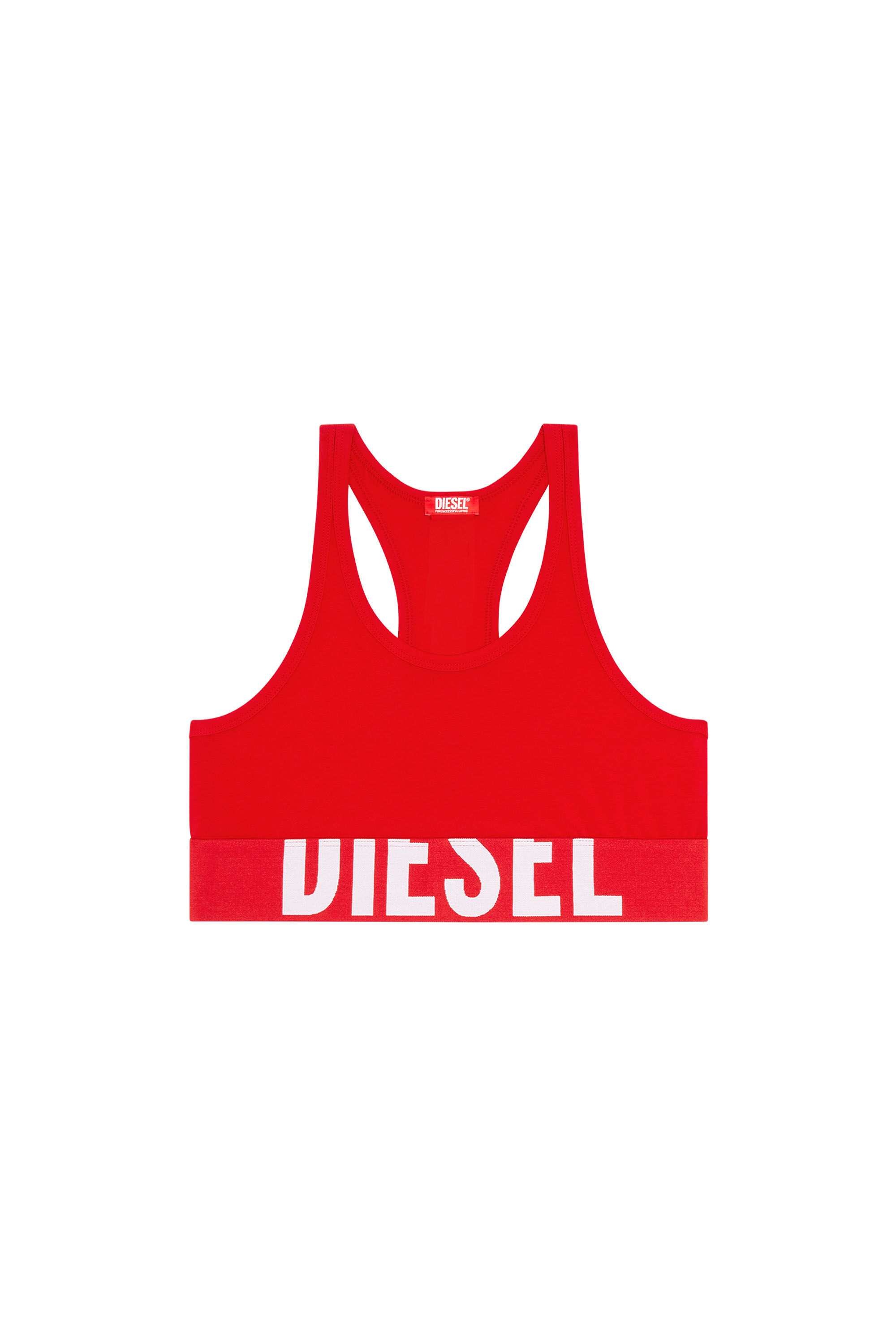 Diesel - UFSB-COTTON-RACE-BRALETTE-XL, Donna Bralette with cut-off logo in Rosso - Image 2