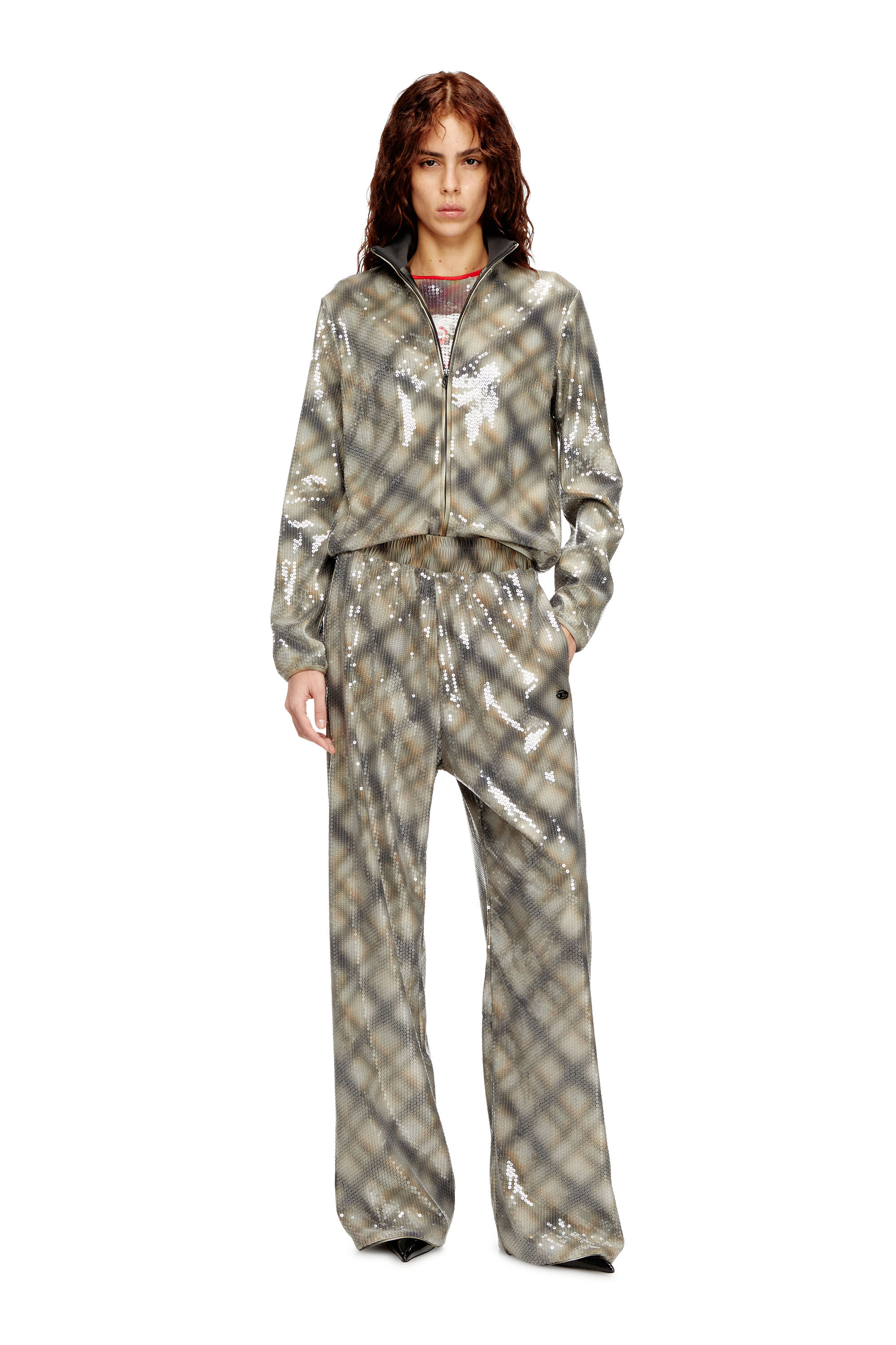 Diesel - P-ERQUEEN, Pantalon à sequins avec motif à carreaux Femme in ToBeDefined - 1