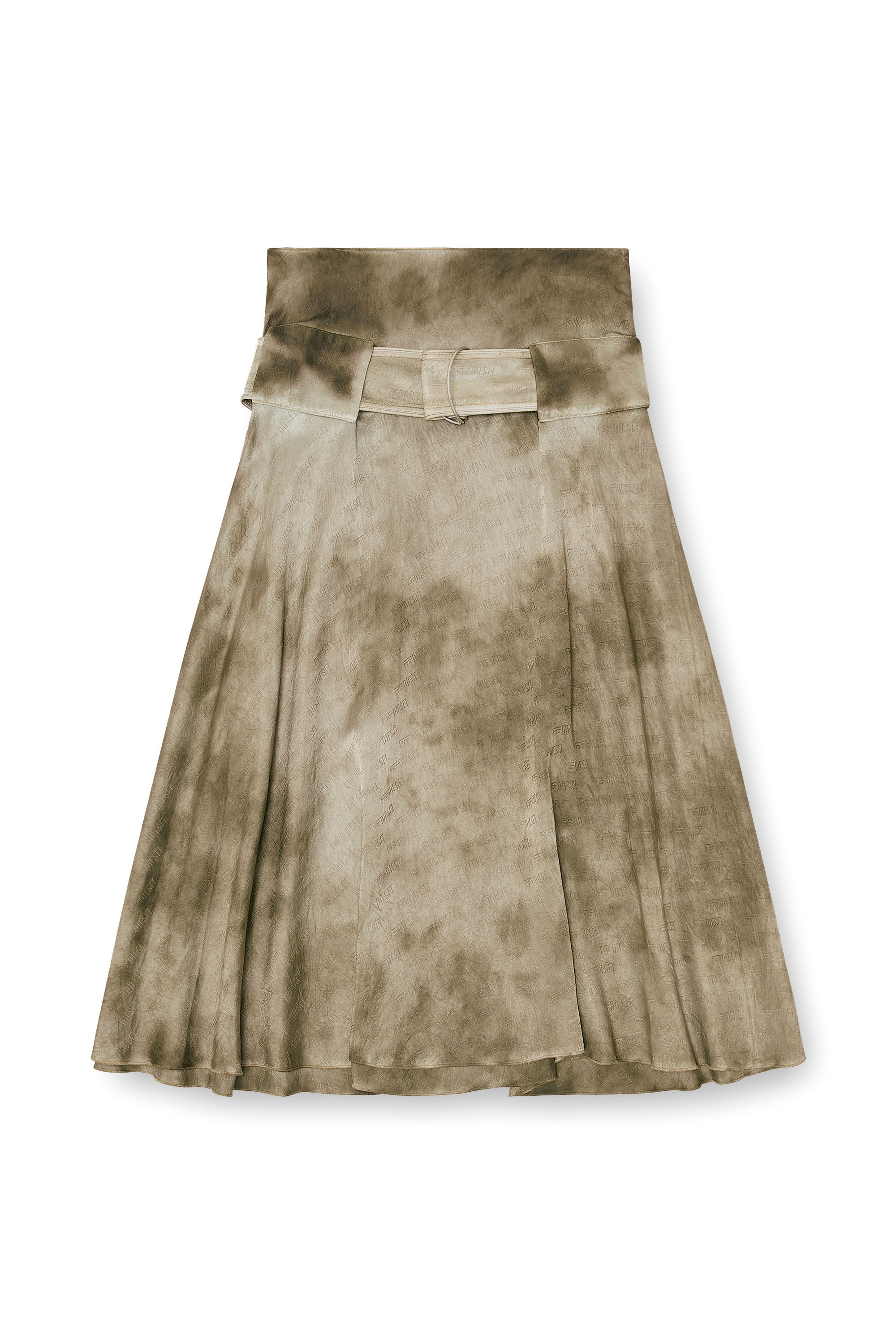 Diesel - O-DYLE, Gonna midi con cintura in raso jacquard logo Donna in ToBeDefined - 2
