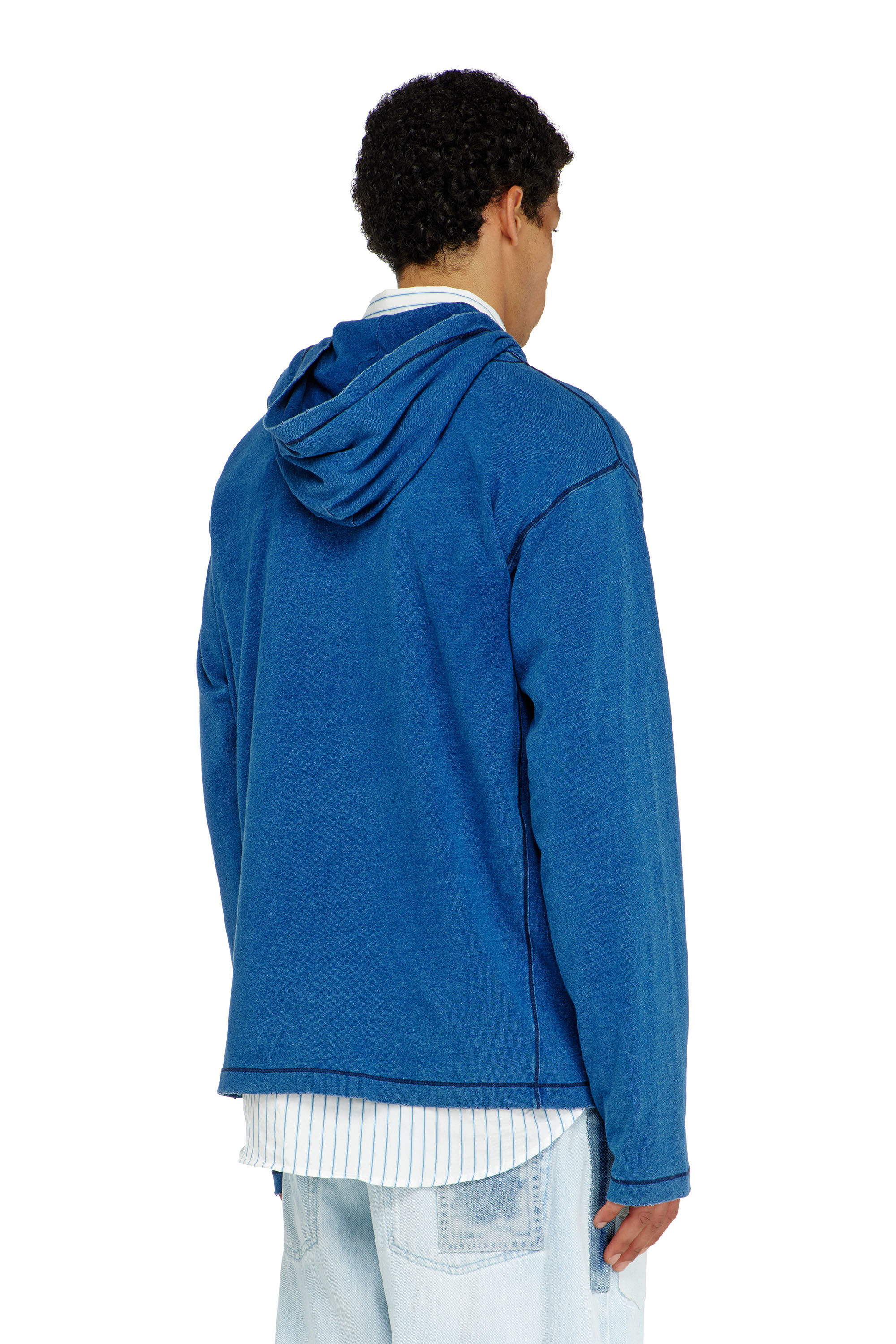Diesel - T-NOX-LS-HOOD, Herren Langarmshirt mit Kapuze und Schatteneffekt-Patches in null - 3