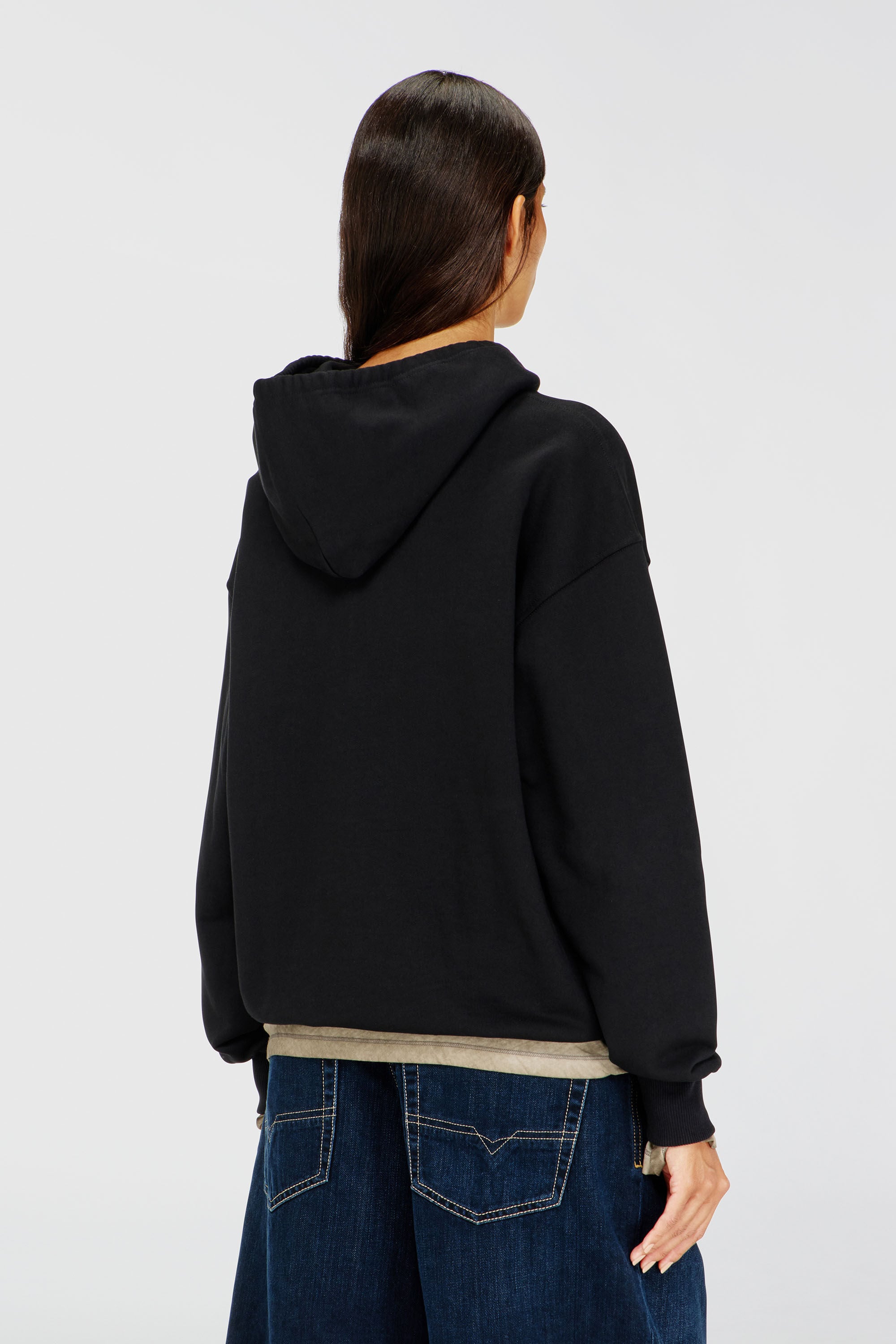 Diesel - F-BUXT-HOOD-OD, Hoodie con Oval D metallizzato Donna in Nero - 4