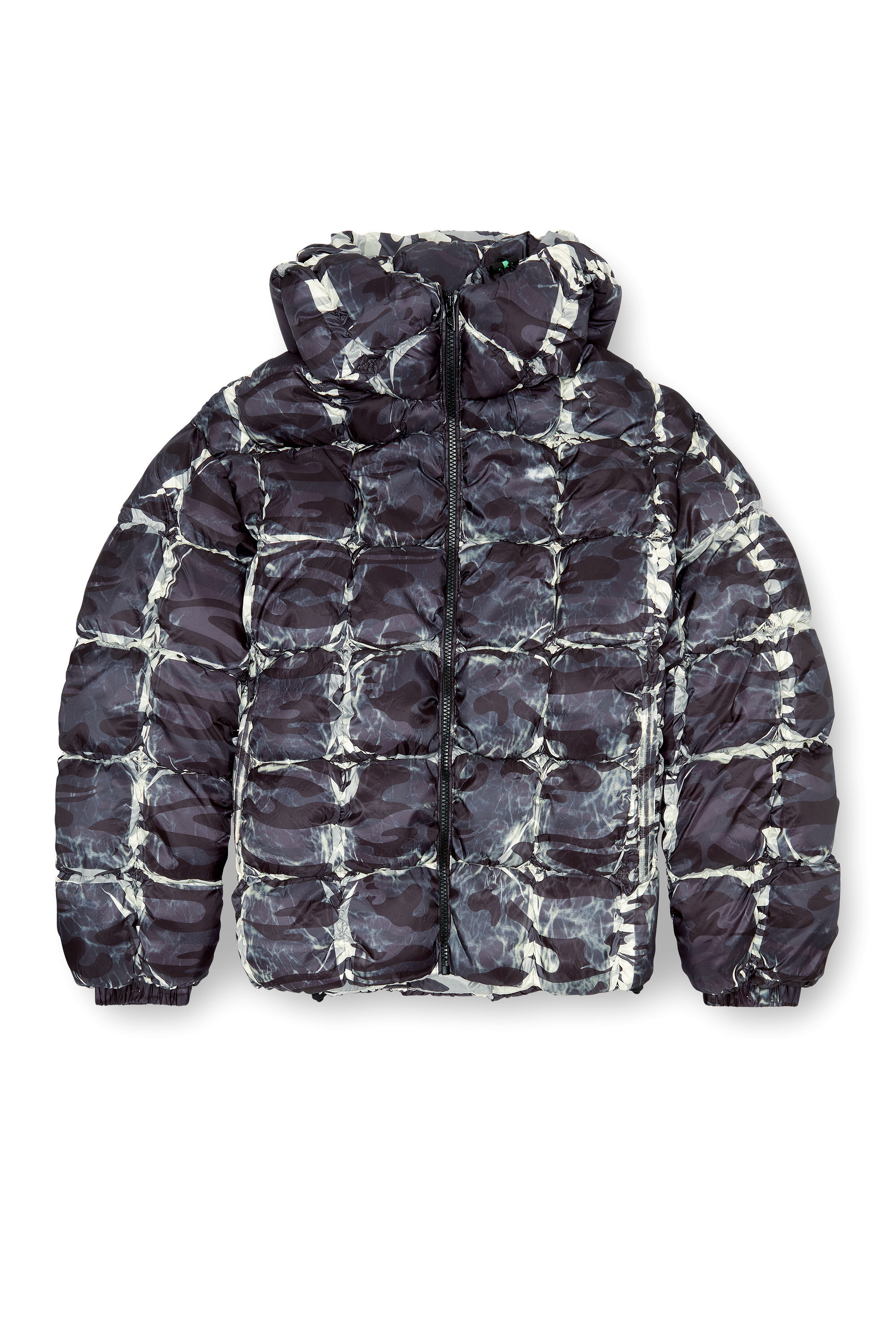Diesel - W-CLAUS-CAMU, Veste polaire &agrave; capuche avec imprim&eacute; camouflage Homme in Gris - 2