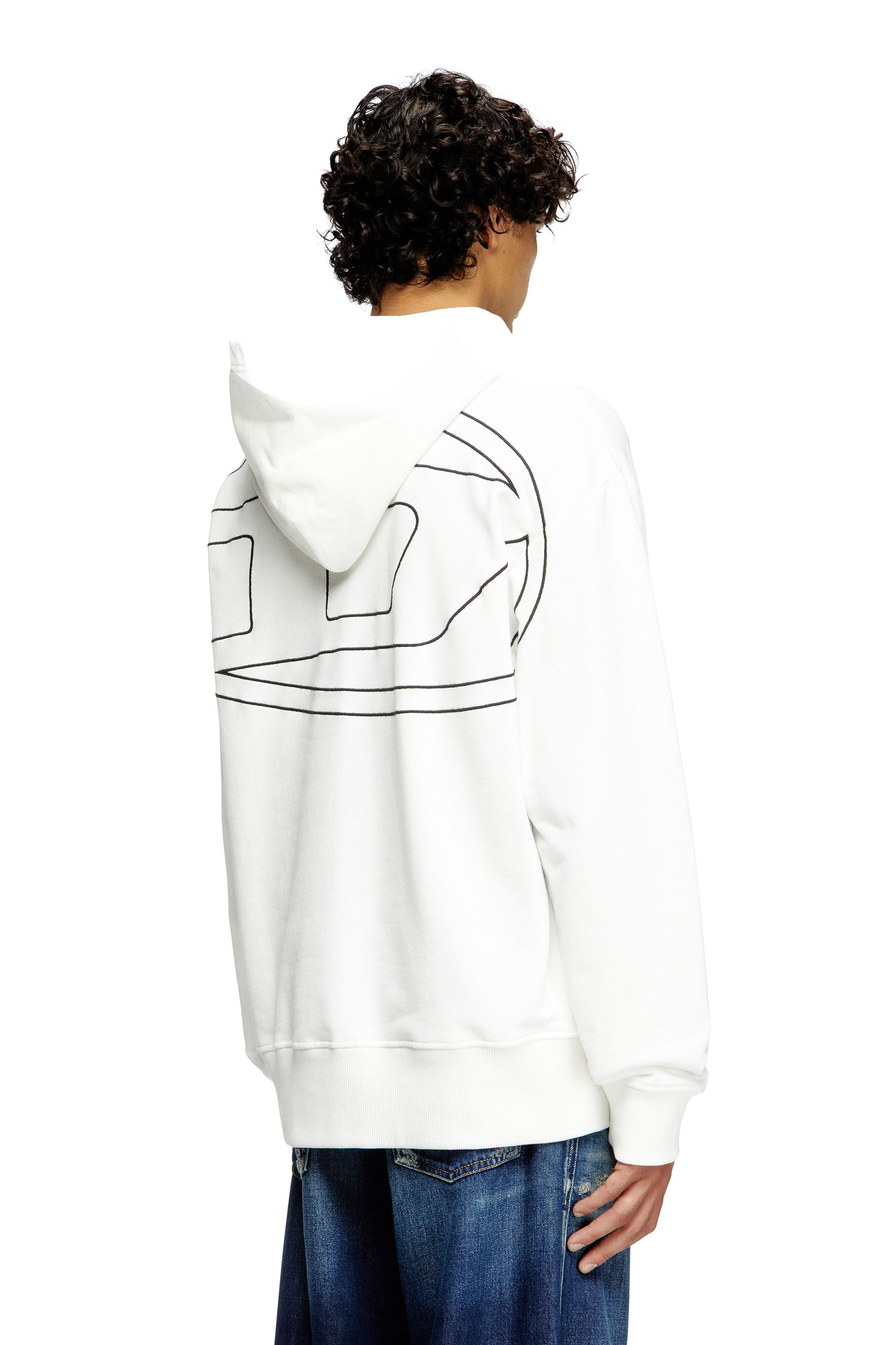 Diesel - S-MACS-HOOD-MEGOVAL-D, Herren Hoodie mit Logo-Stickerei in Weiß - 4