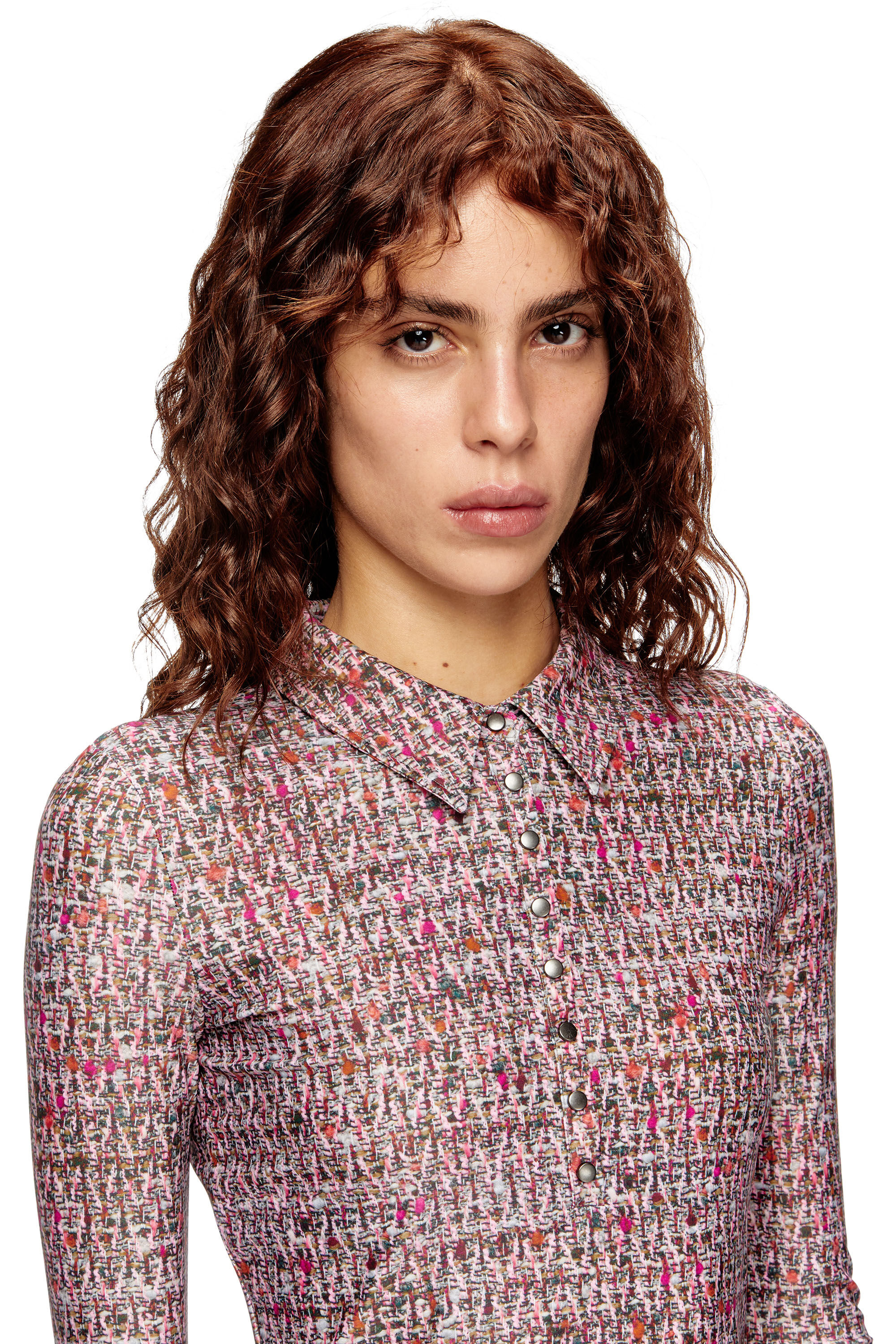 Diesel - D-POLYNA, Damen Kleid aus Lycra mit Bouclé-Print in Rosa - 5