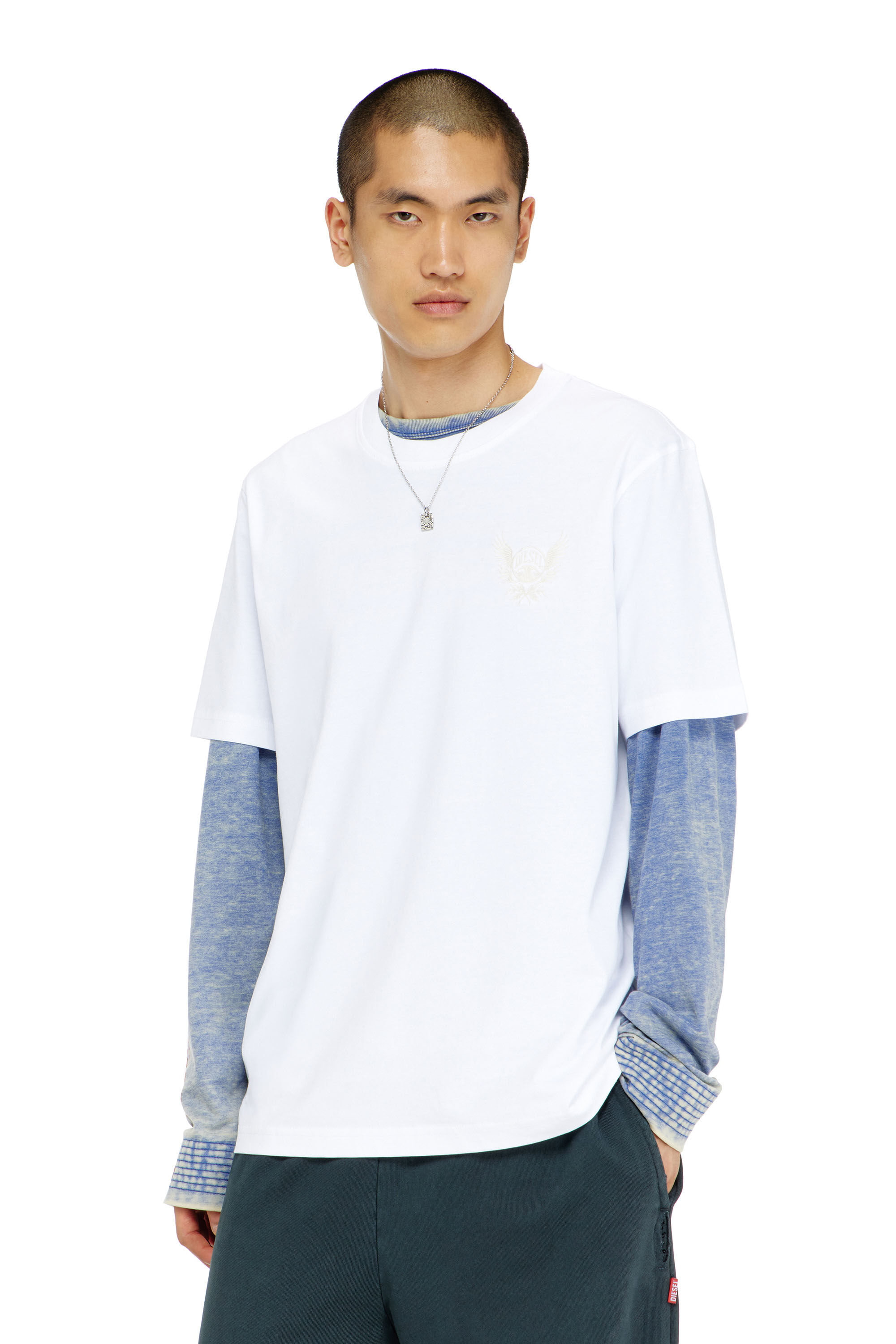 Diesel - T-ADJUST-AA8, Herren Baumwoll-T-Shirt mit Logo-Motiv auf der Brust in Wei&szlig; - 3