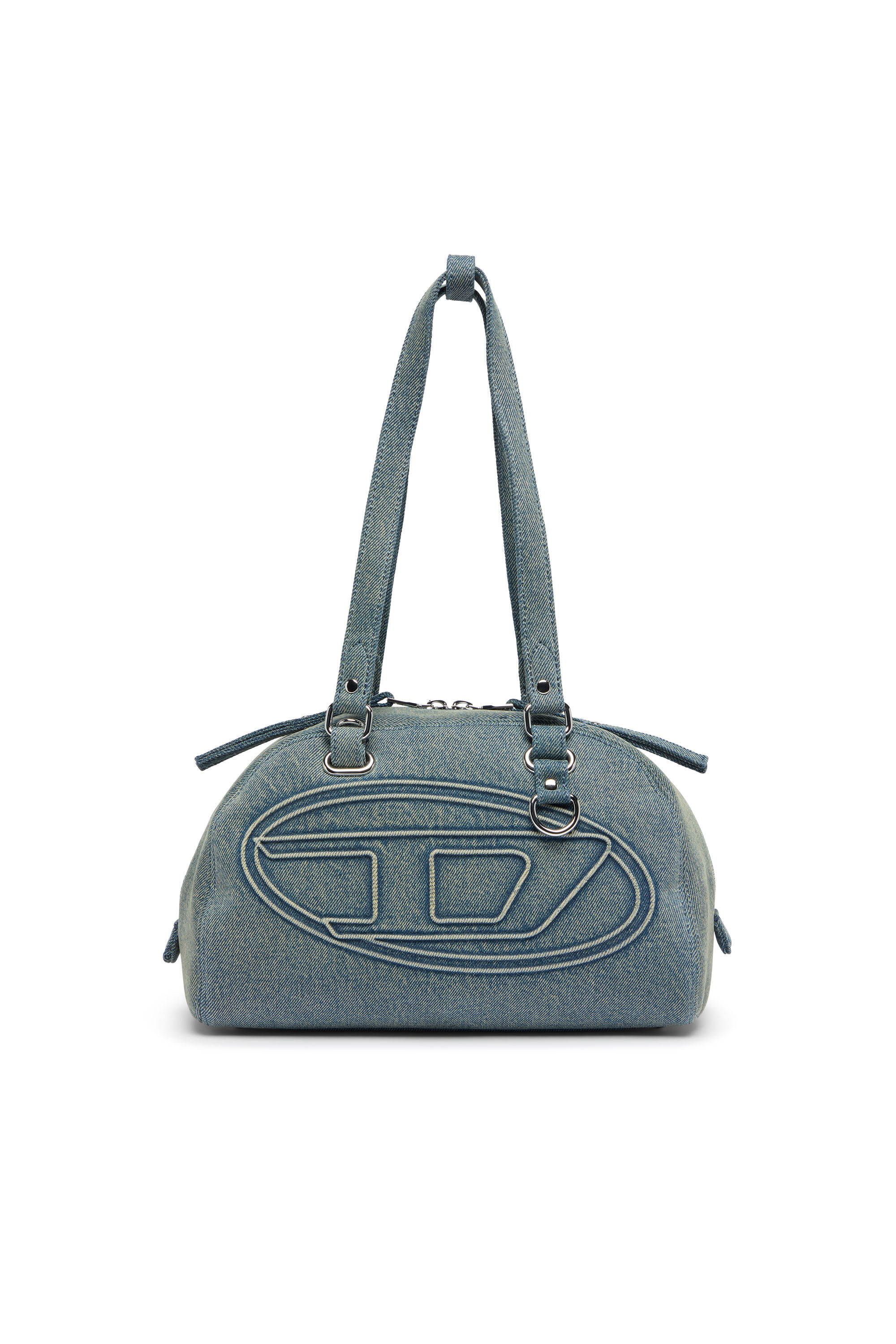 Diesel - 1DR DOME SOFT SHOULDER, 1DR Dome-Borsa a spalla in denim con logo Oval D Unisex in Blu - 2