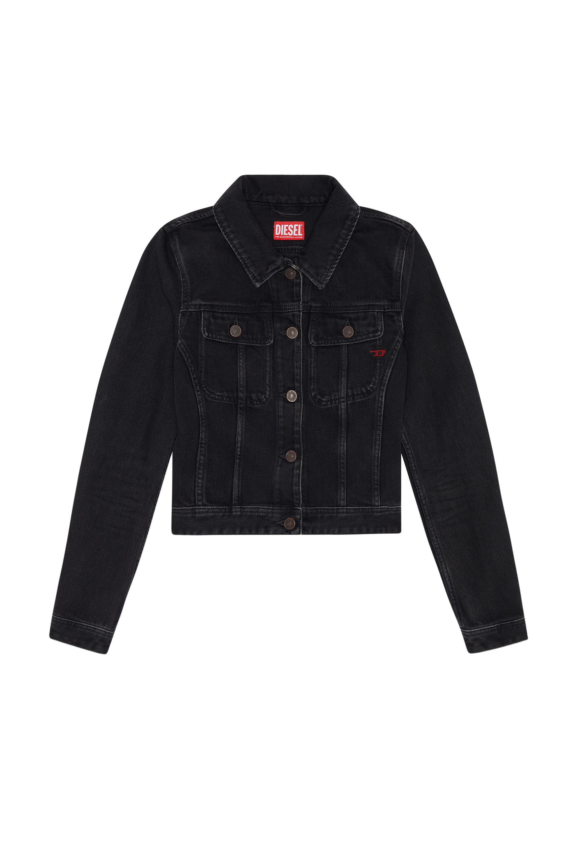 Diesel - DE-SLIMMY TRUCKER JACKET, Black/Dark grey - Image 2