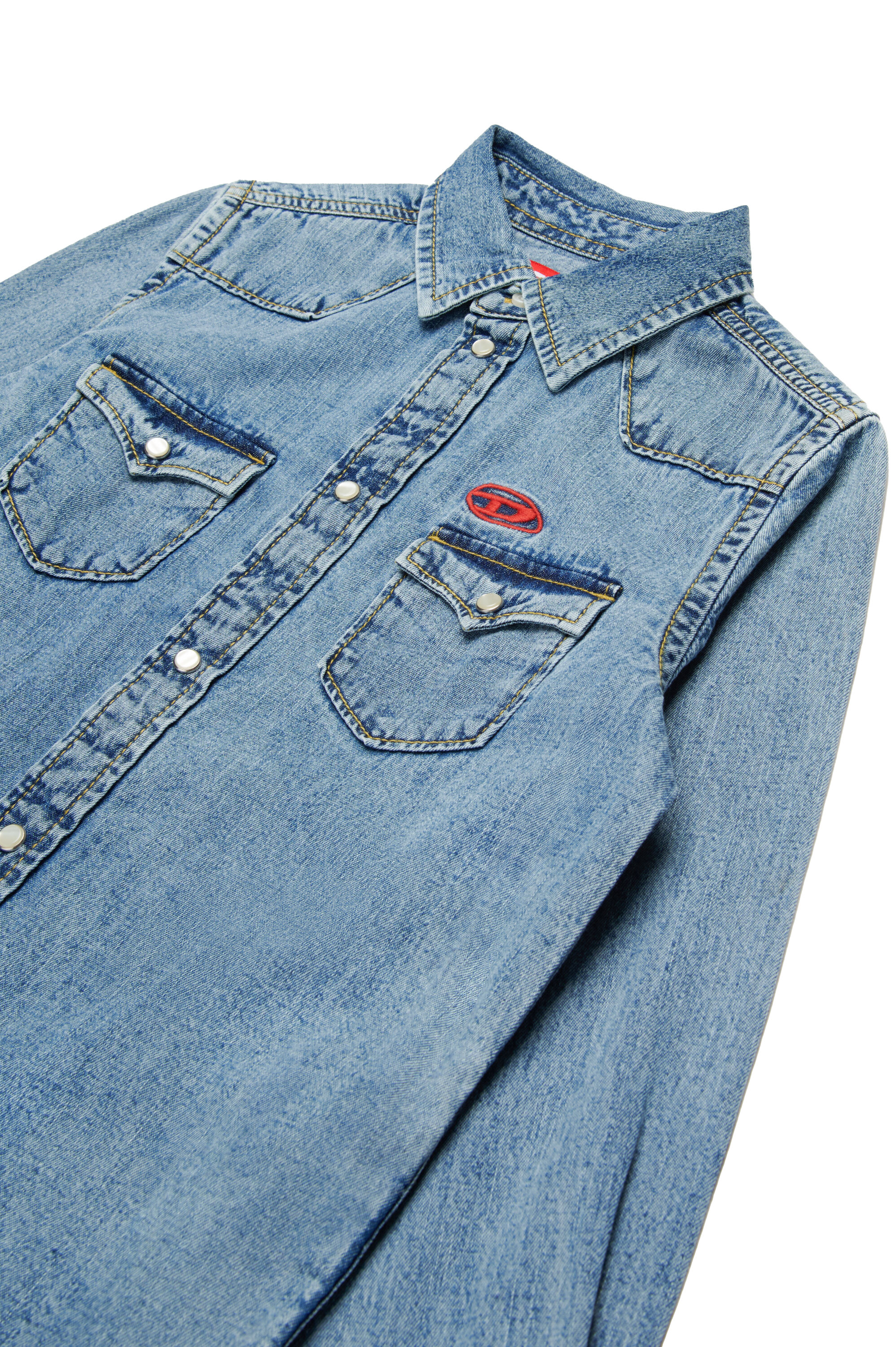 Diesel - CEKO, Camicia western in denim con ricamo Oval D Uomo in Blu - 3
