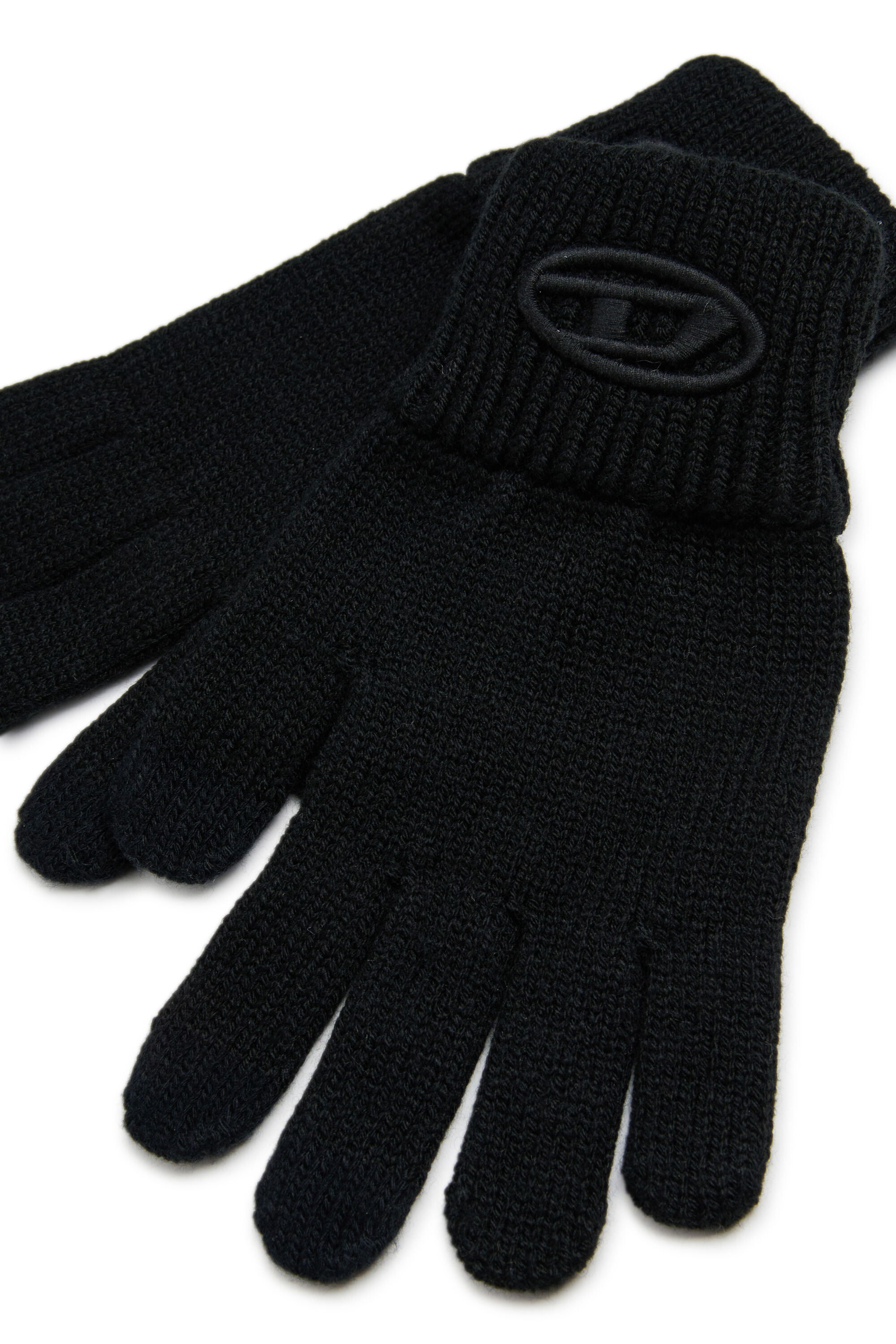 Diesel - NUTTI, Guanti in lana con logo Oval D Unisex in Nero - 2