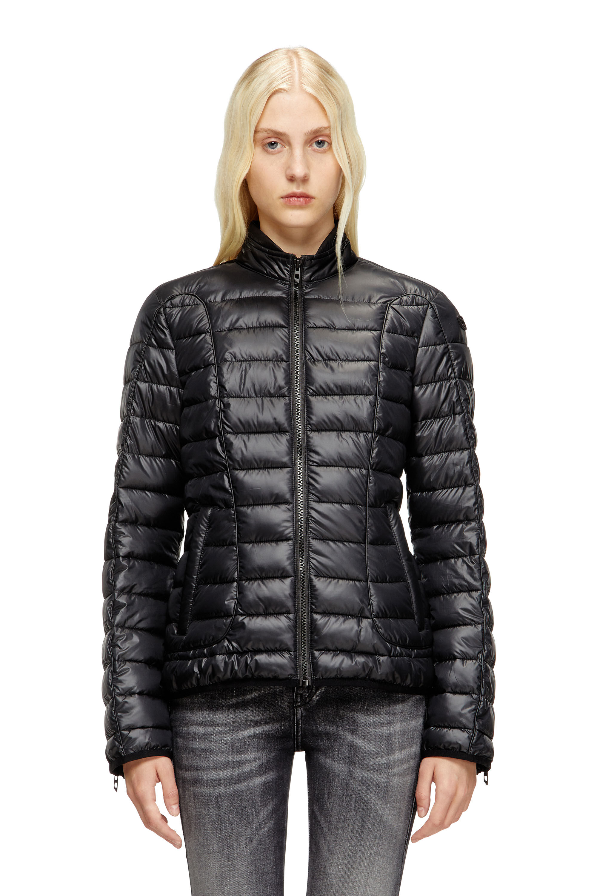 Diesel - W-PILOT-FEM, Doudoune avec détails de motard Femme in Noir - 3