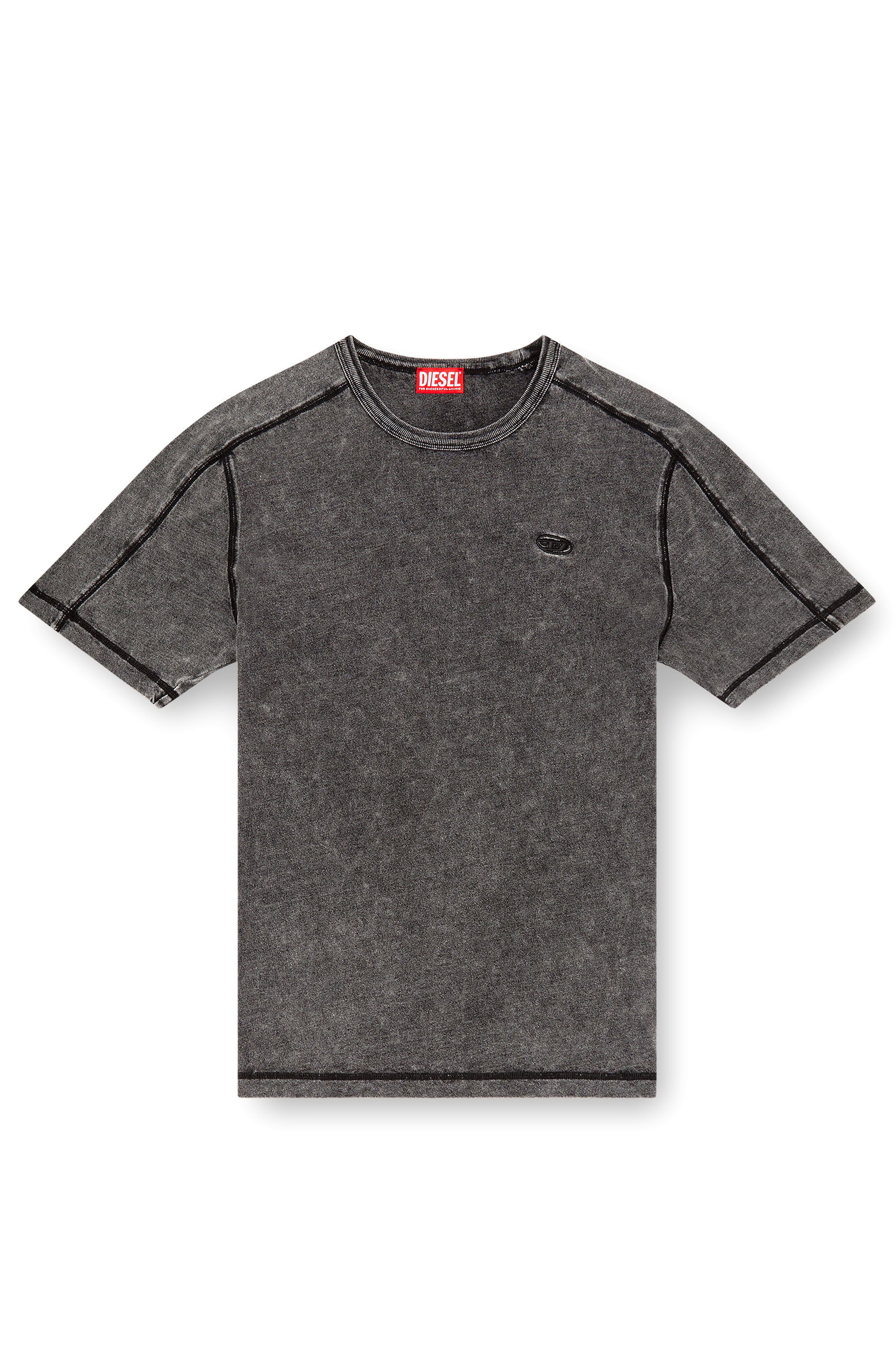 Diesel - T-ADJIND, T-shirt in jersey effetto denim Uomo in Nero - 2