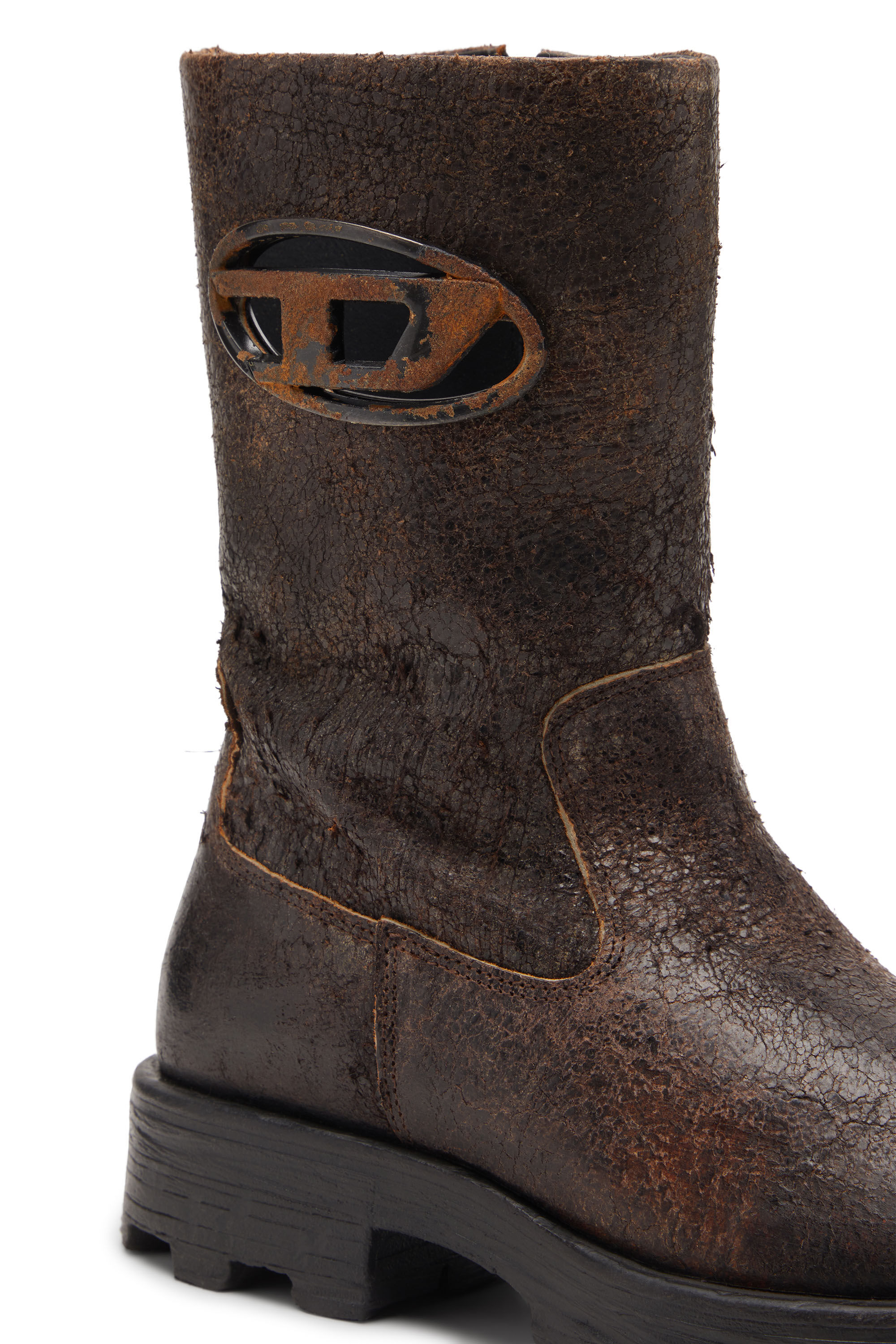 Diesel - D-HAMMER BKR D W, D-Hammer-Bottes de motard en suède craquelé vieilli Femme in ToBeDefined - 4