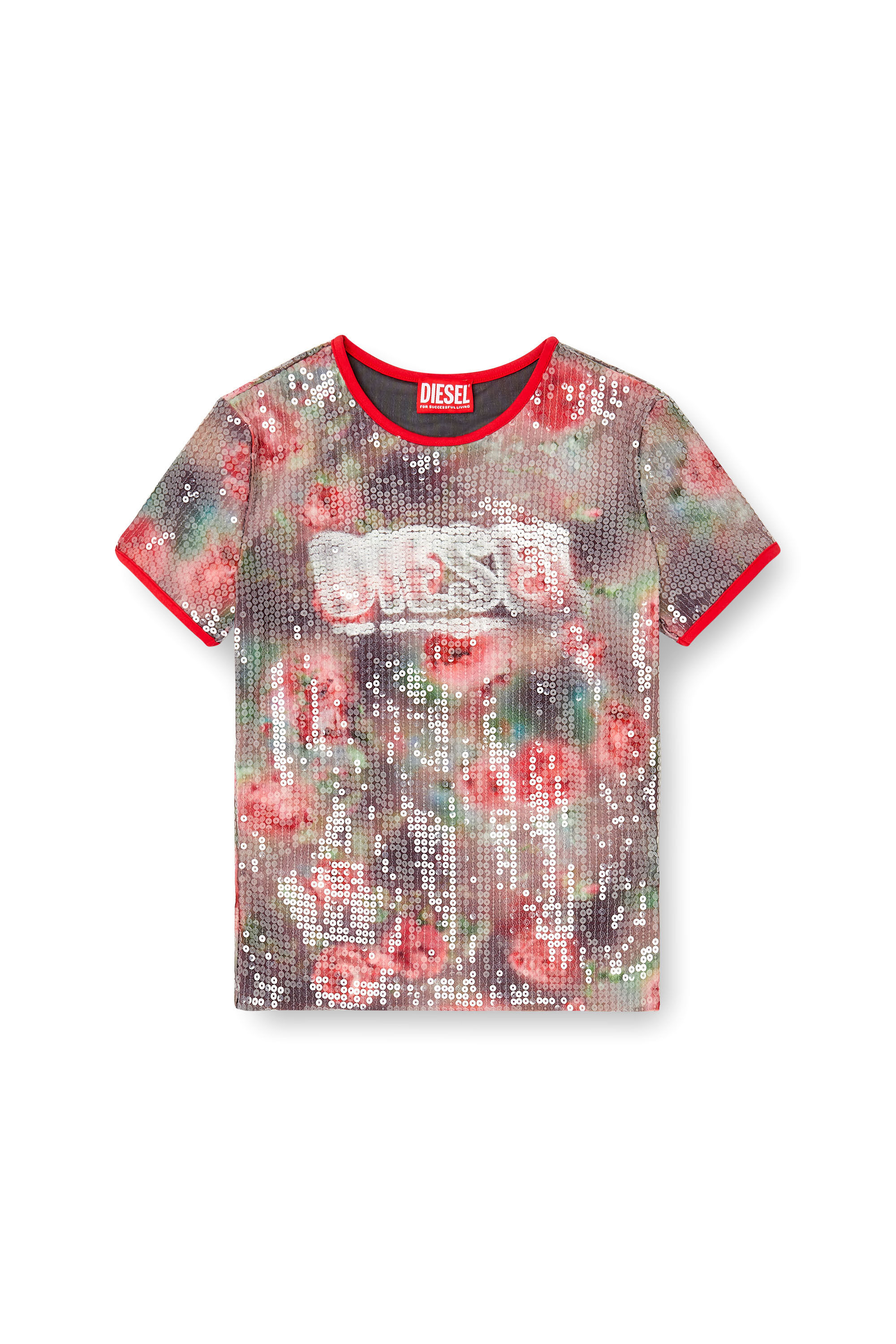 Diesel - T-UNKYEL, Haut ajusté en jersey à imprimé floral avec sequins Femme in Polychrome - 2