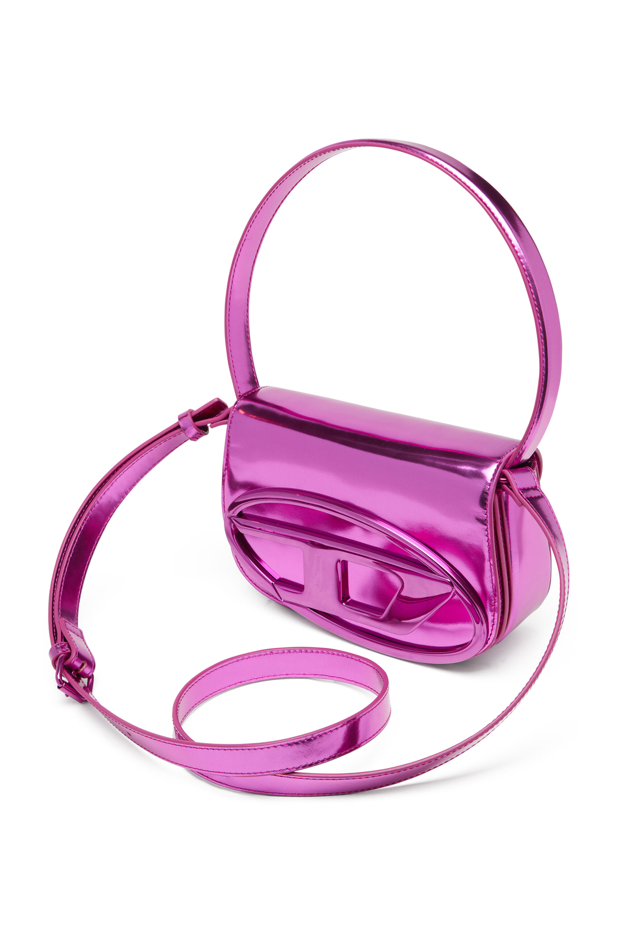 Diesel - 1DR, 1DR-Sac iconique &agrave; bandouli&egrave;re en cuir effet miroir Femme in Rose - 6