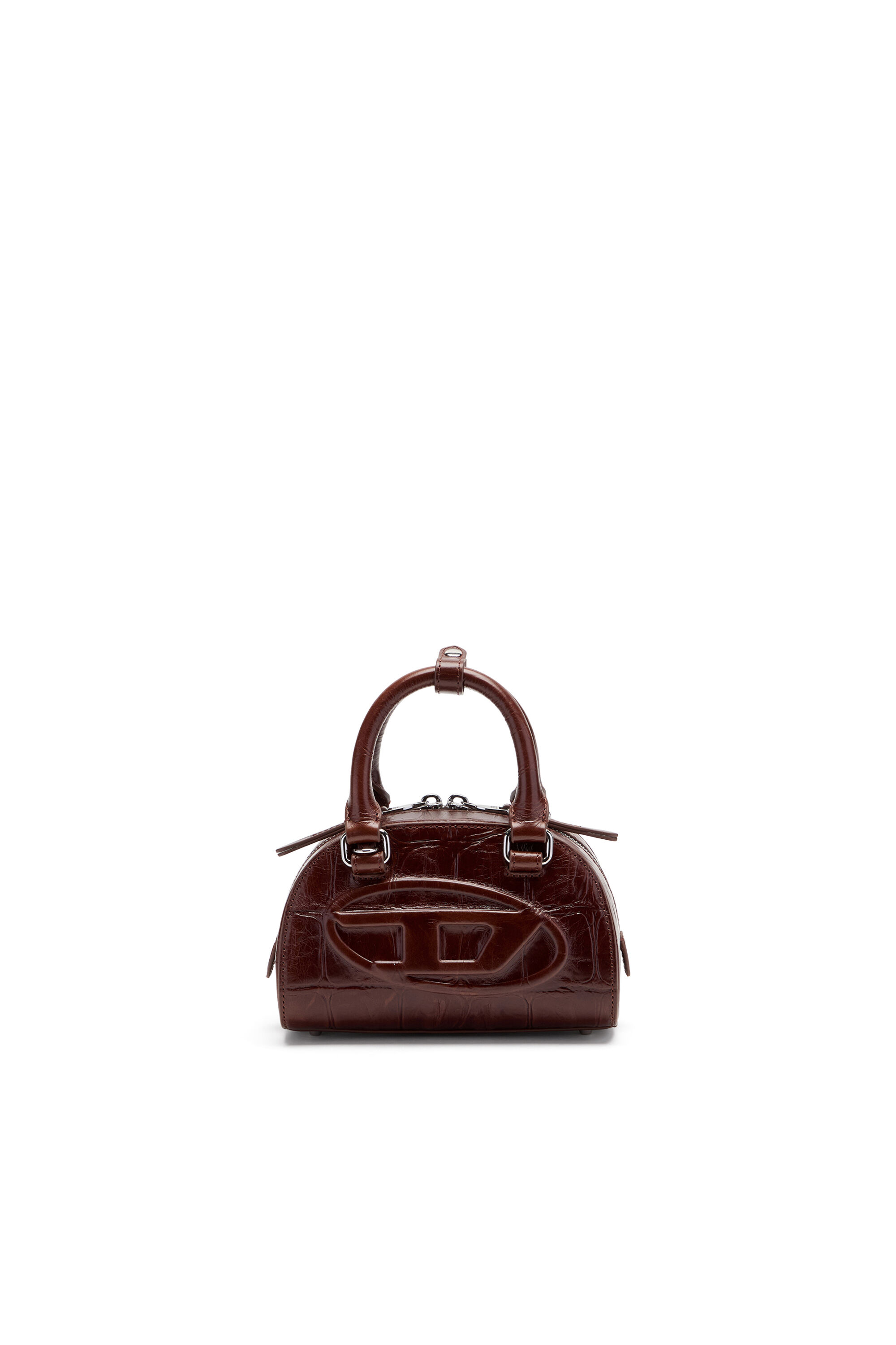 Diesel - 1DR DOME CROSSBODY, 1DR Dome-Borsa bowling mini in pelle effetto coccodrillo Donna in Marrone - 1