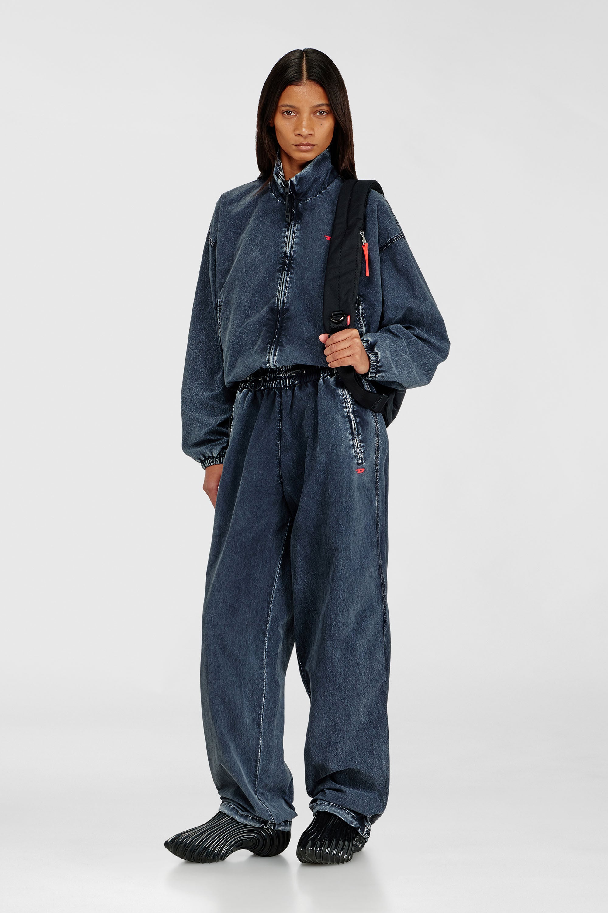 Diesel - P-APYRI, Damen Acid-wash Trackpants aus Nylon-Taslan in Dunkelblau - 1