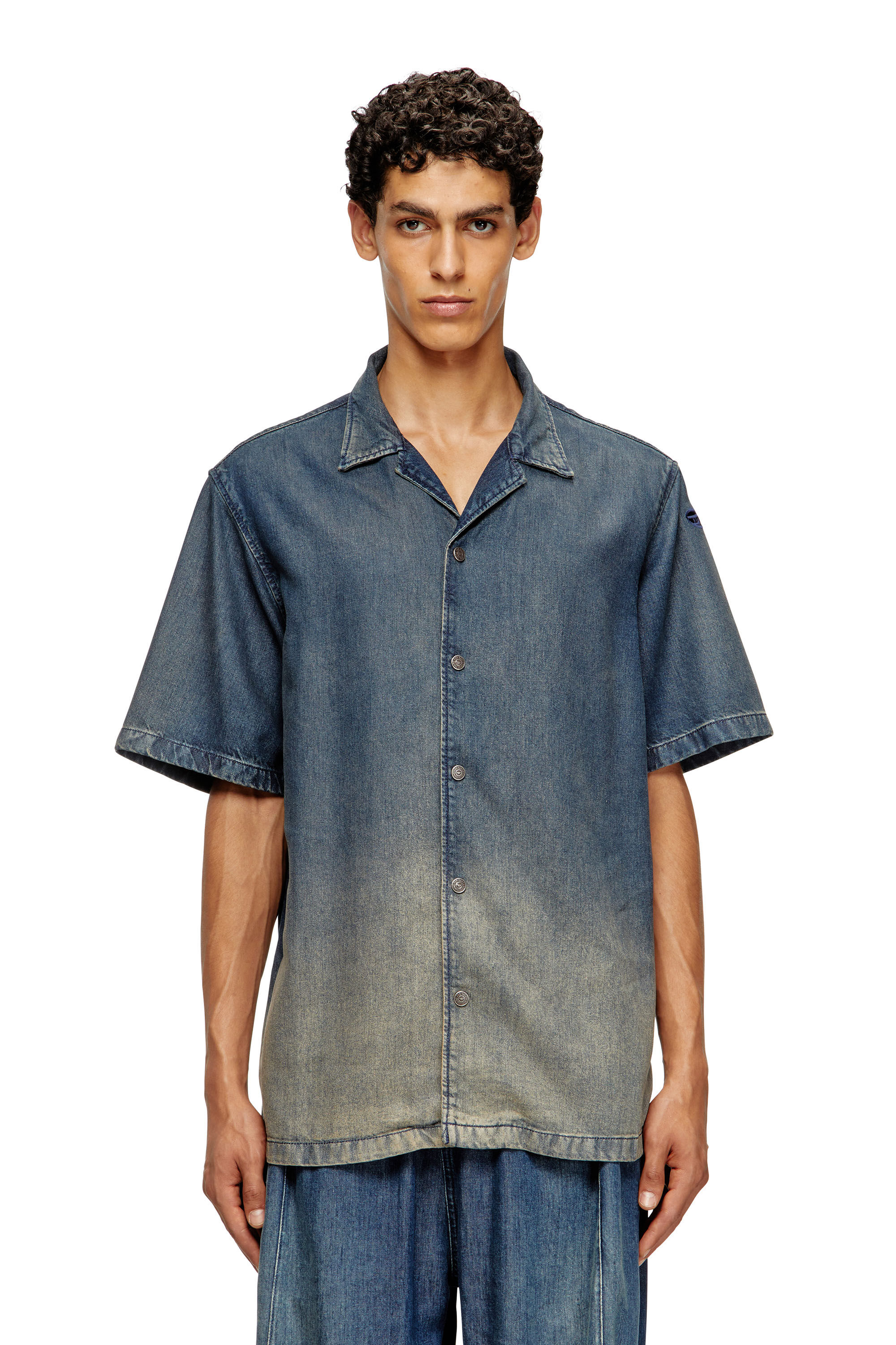 Diesel - D-NABIL-S3, Camicia bowling in denim fluido dégradé Uomo in Blu - 3