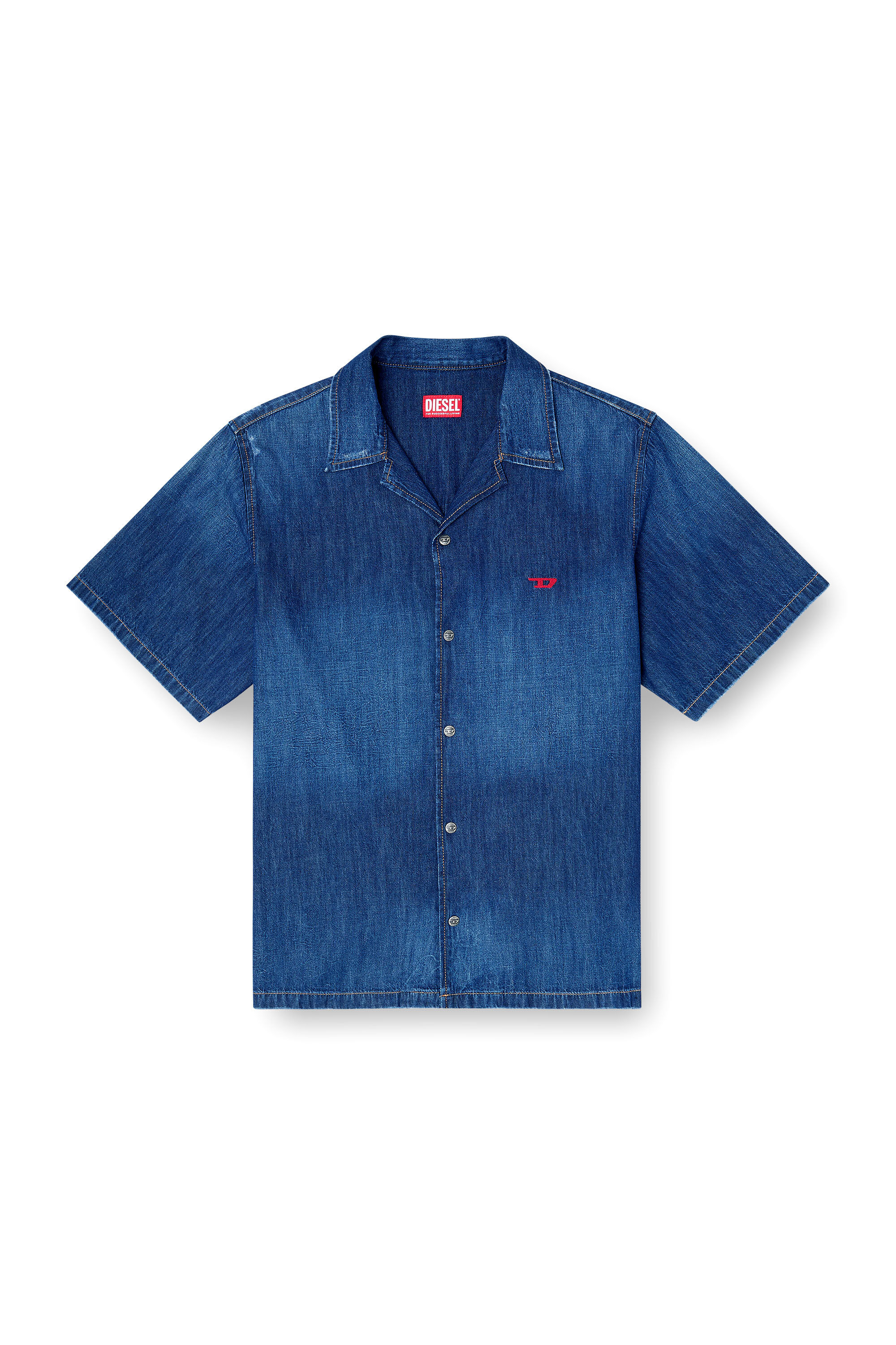 Diesel - D-NABIL-D, Camicia in denim a maniche corte Uomo in Blu - 2
