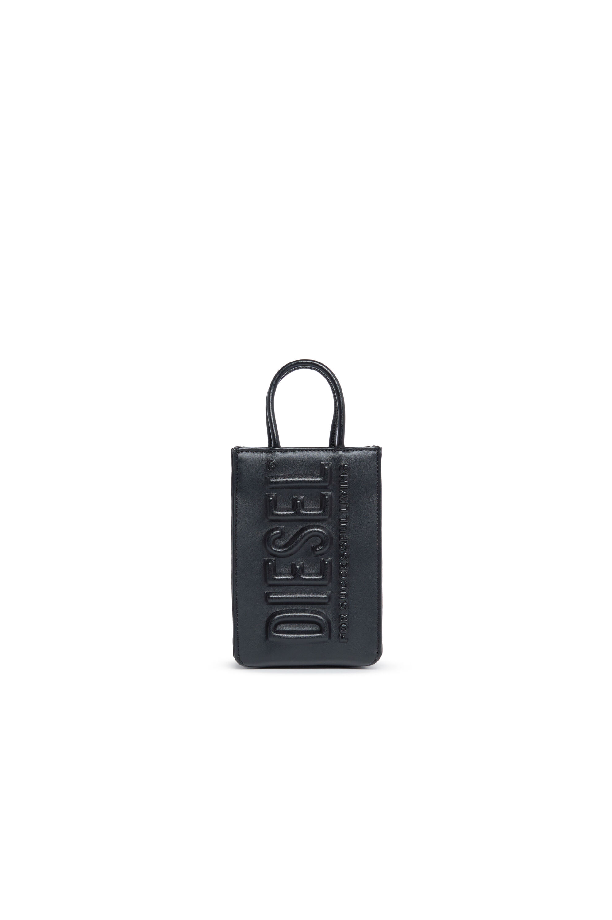 Diesel - DSL 3D SHOPPER MINI, Donna Mini tote bag con logo in rilievo in Nero - Image 1