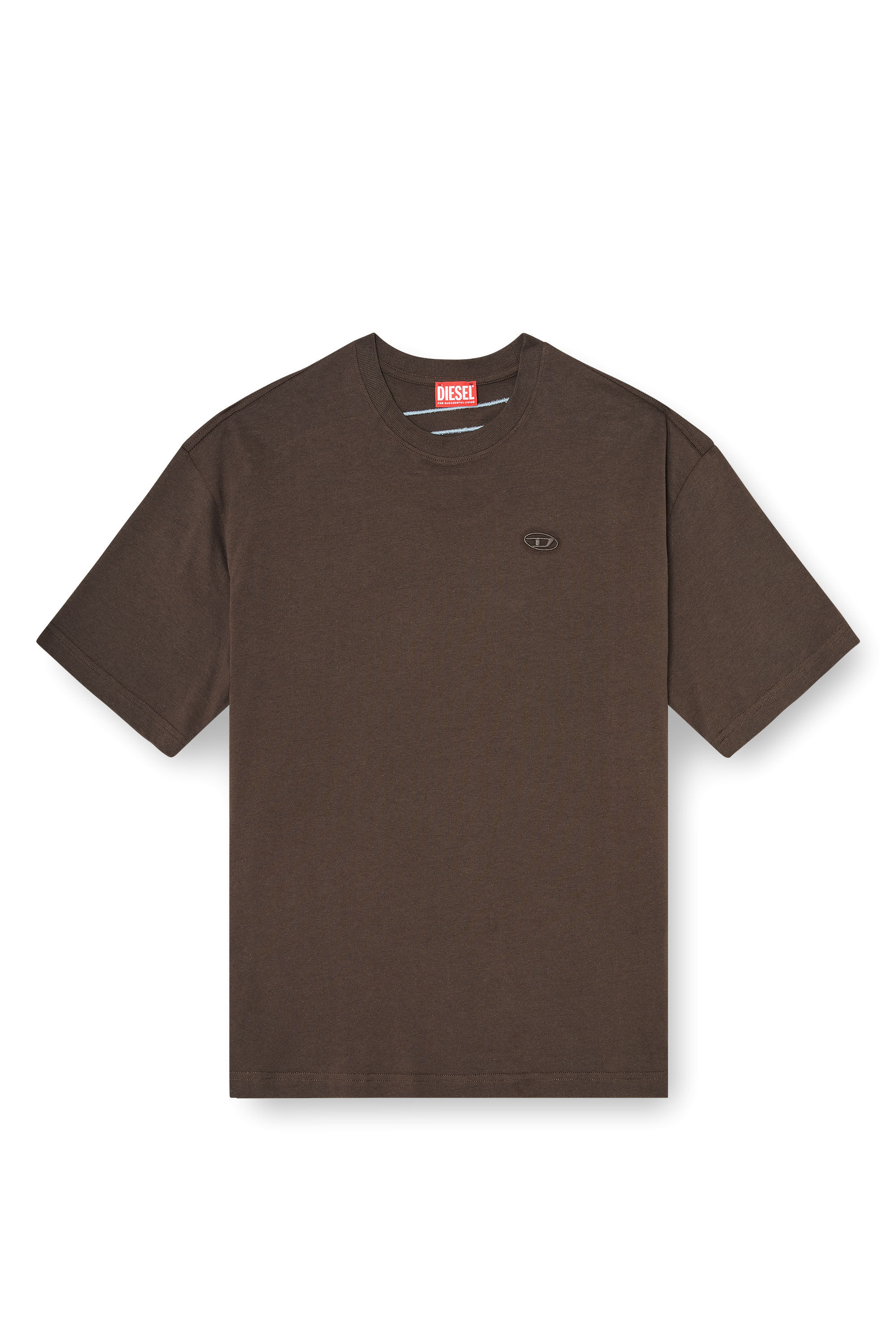 Diesel - T-BOGGY-MEGOVAL-D, T-shirt con maxi-ricamo oval D Uomo in Marrone - 2