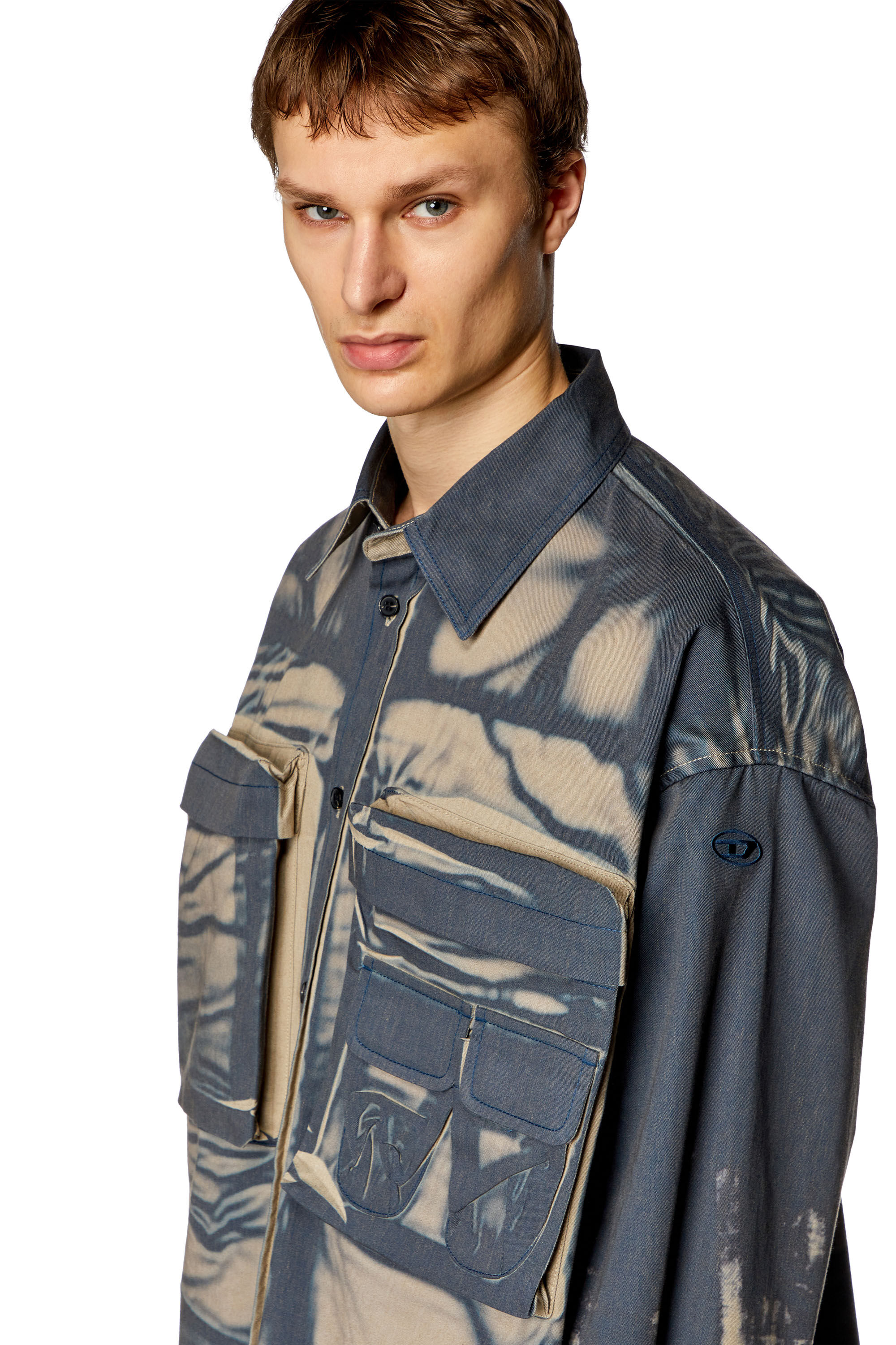 Diesel - S-CADD, Man Cargo shirt with creased print in Multicolor - Image 5