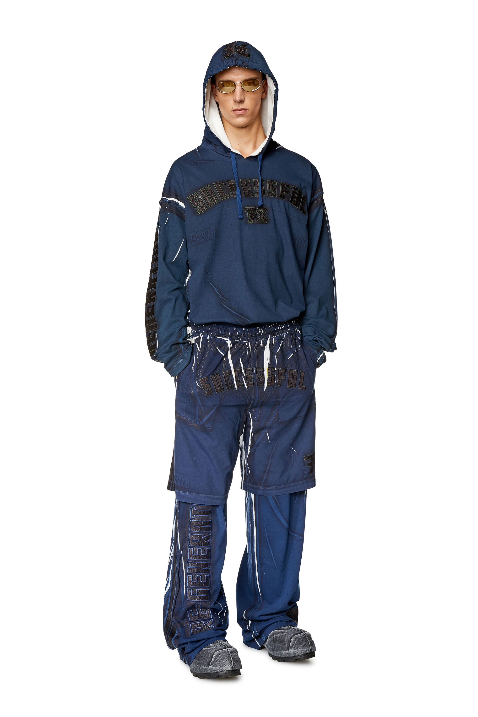 Diesel - P-ROWY-LONG, Herren Trackhose mit schattiertem Overprint in Dunkelblau - 1
