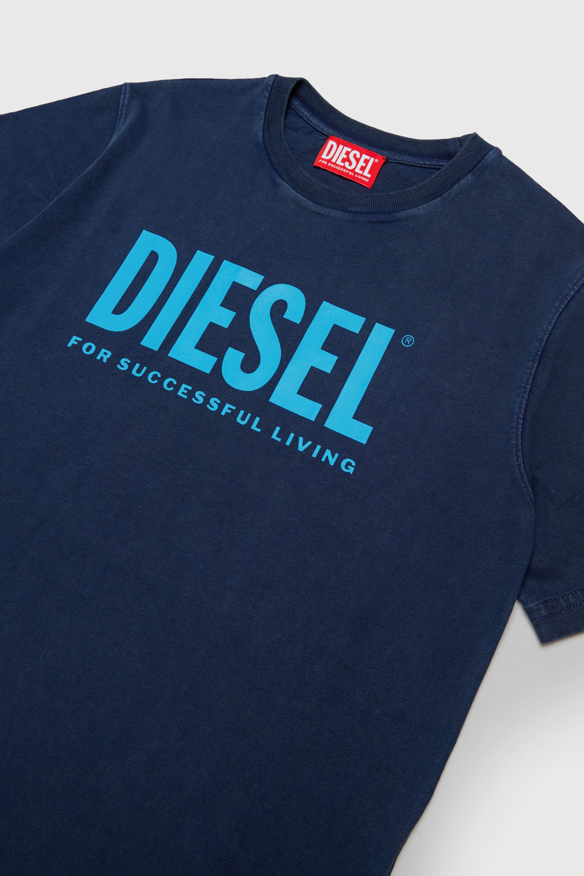 Diesel - TISEL OVER, T-shirt in cotone con maxi stampa logo Uomo in Blu - 3