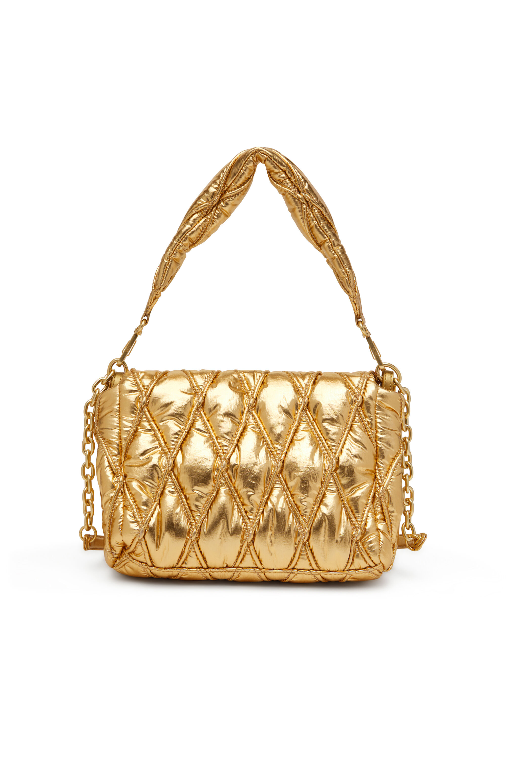 Diesel - CHARM-D SHOULDER M, Borsa a spalla in nylon metallizzato trapuntato Donna in Oro - 3