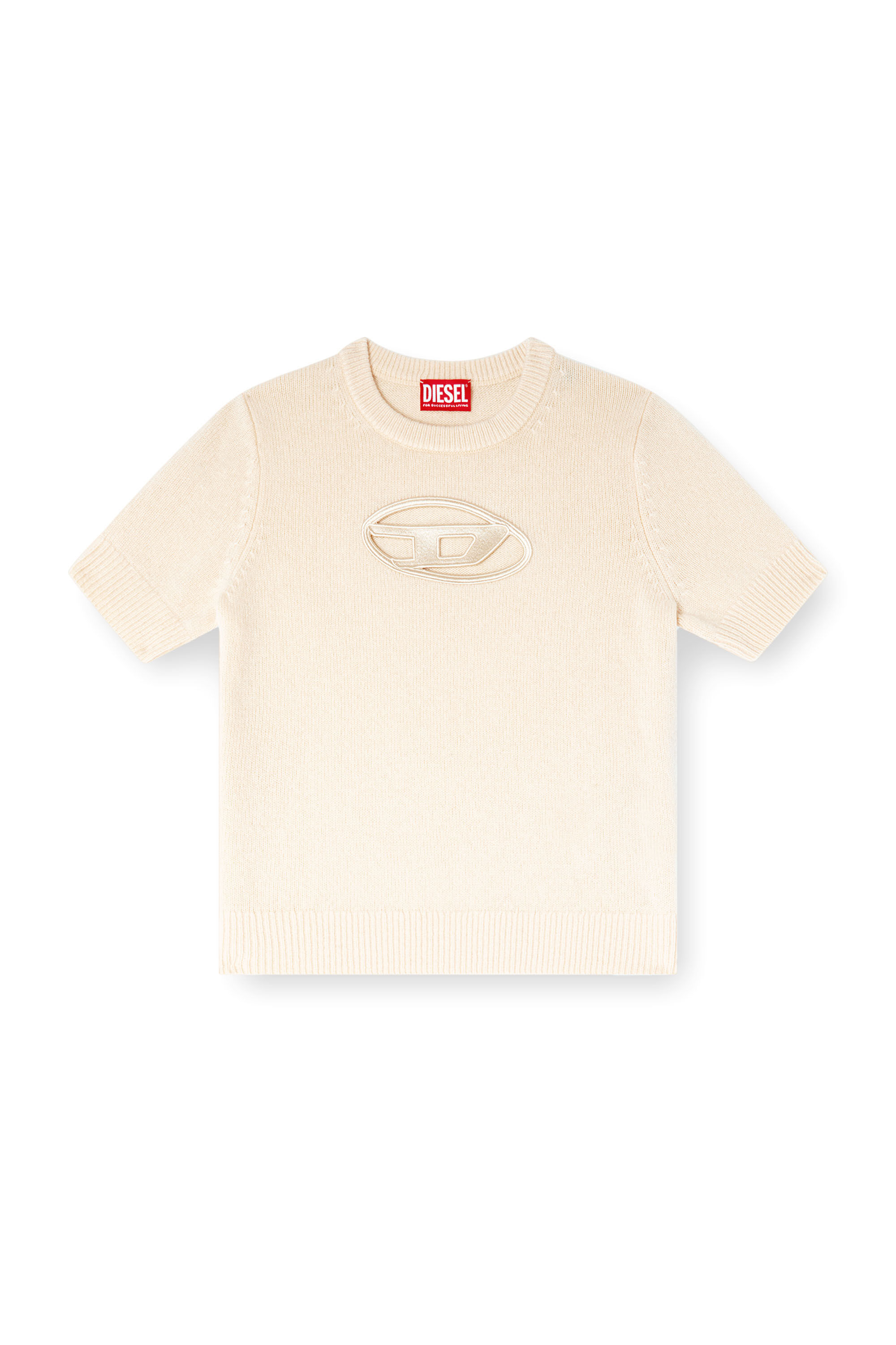 Diesel - M-ARGARIN-SS, Pull à manches courtes en mélange de cachemire Femme in Beige - 2