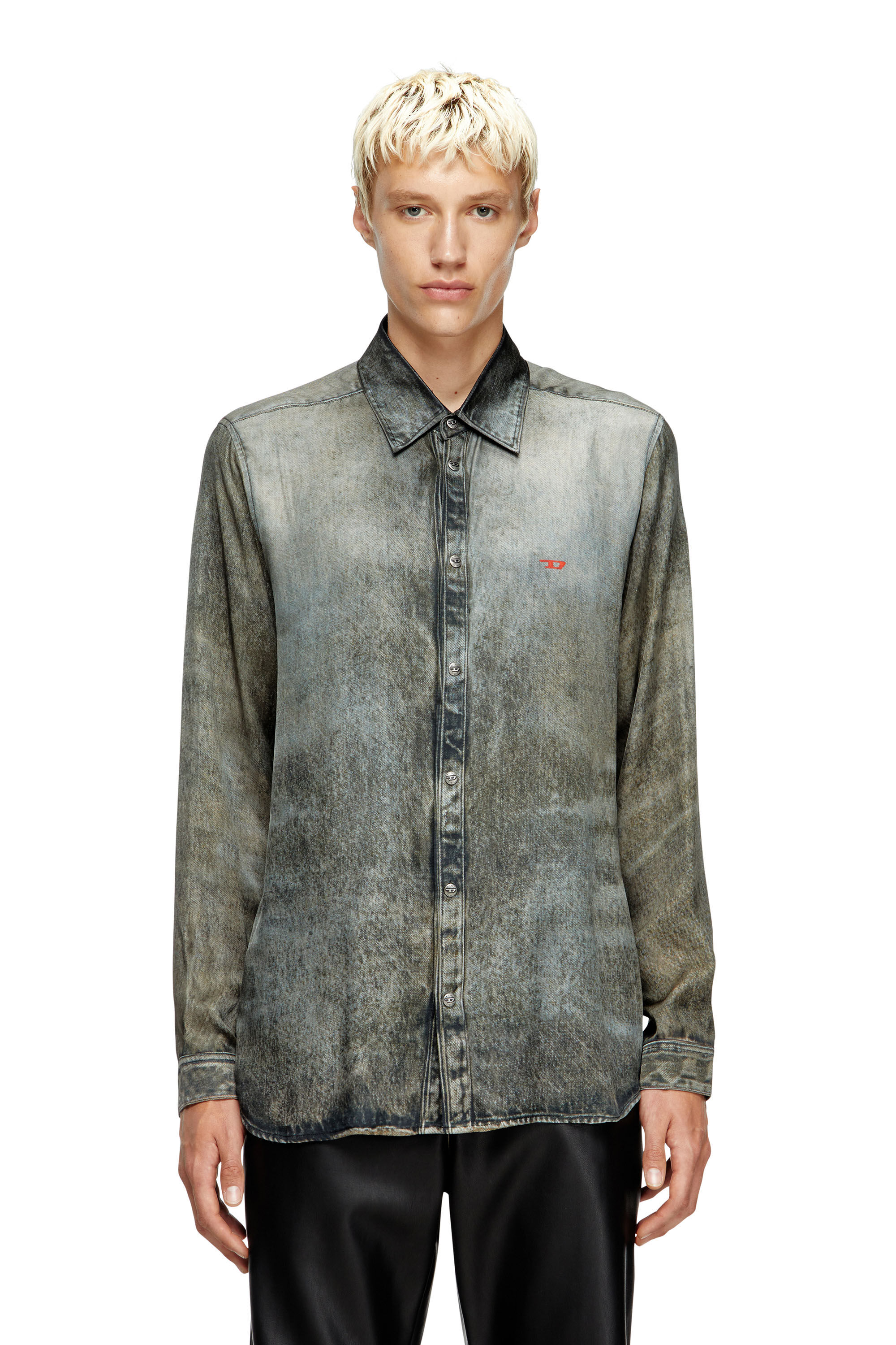 Diesel - S-SIMPLY-LKCT, Herren Hemd aus Viskose im Denim-Look in Schwarz - 3