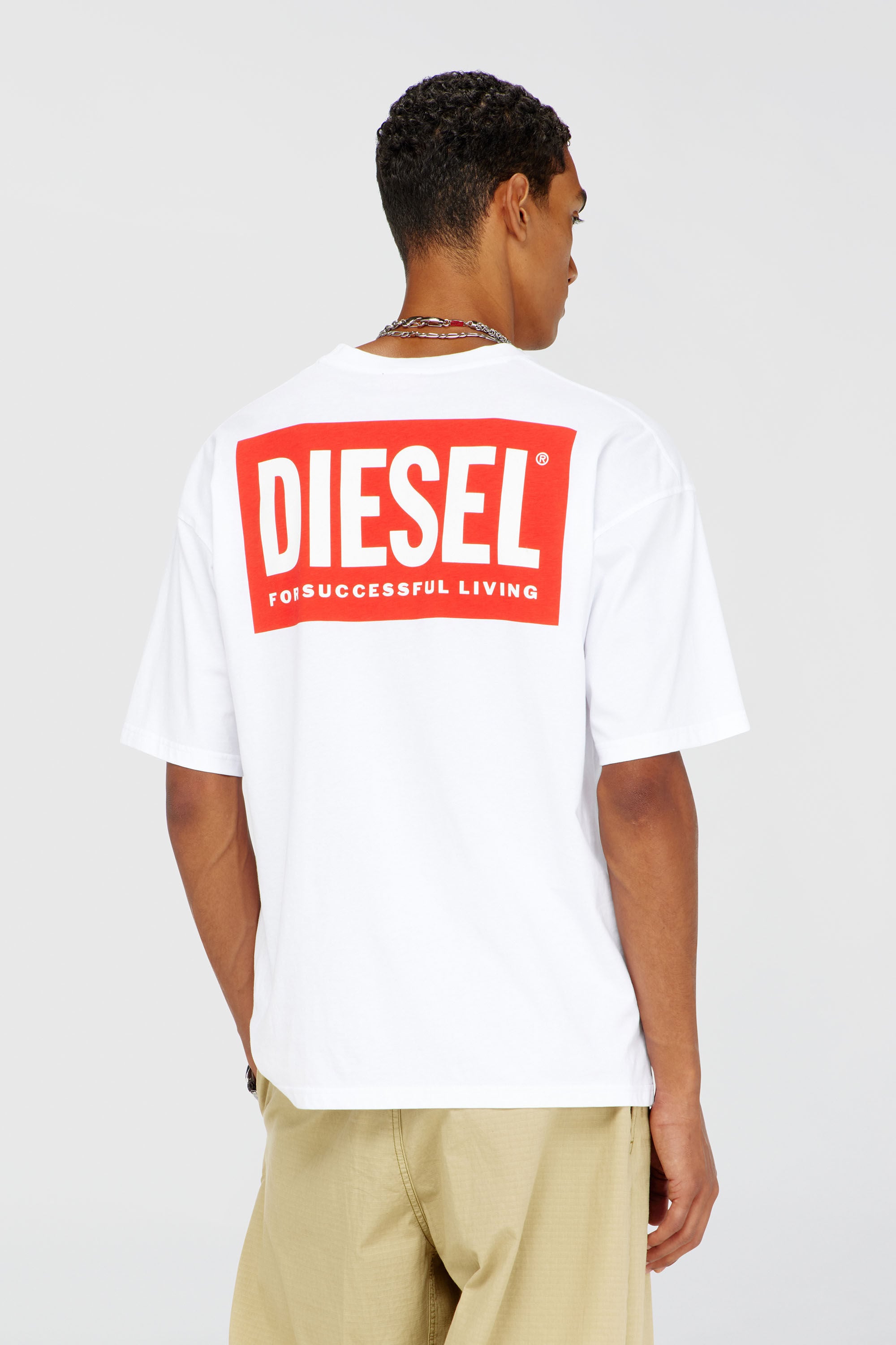Diesel - T-BOXT-BISK, T-shirt in cotone con stampa Diesel Biscotto Uomo in Bianco - 4