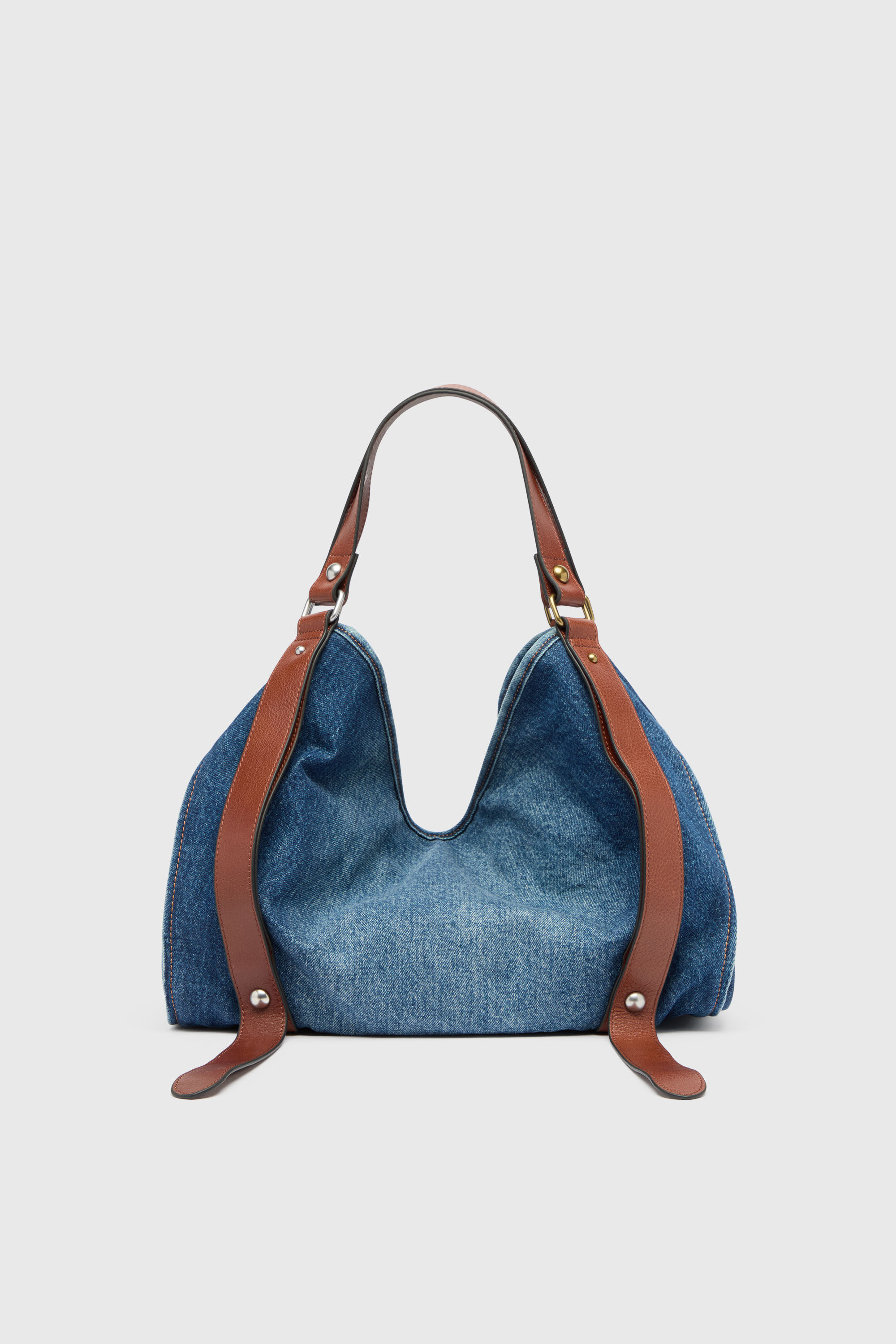 Diesel - D-ONE TOPHANDLE M, Damen D-One-Medium Top-Handle-Tasche aus Denim und Leder in null - 2