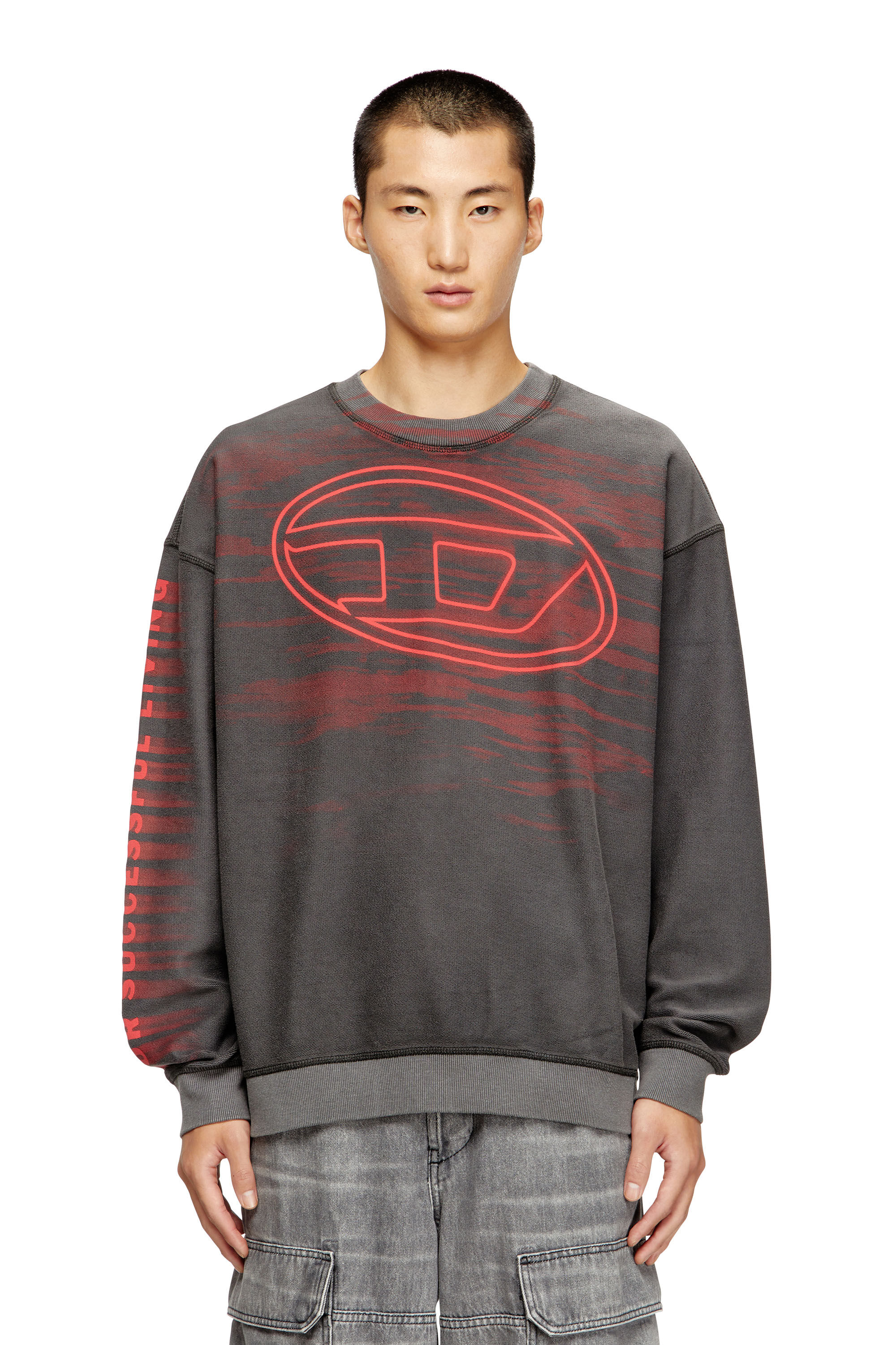 Diesel - S-BOXT-T1, Herren Baumwoll-Sweatshirt mit Oval-D-Druck in Dunkelgrau - 3