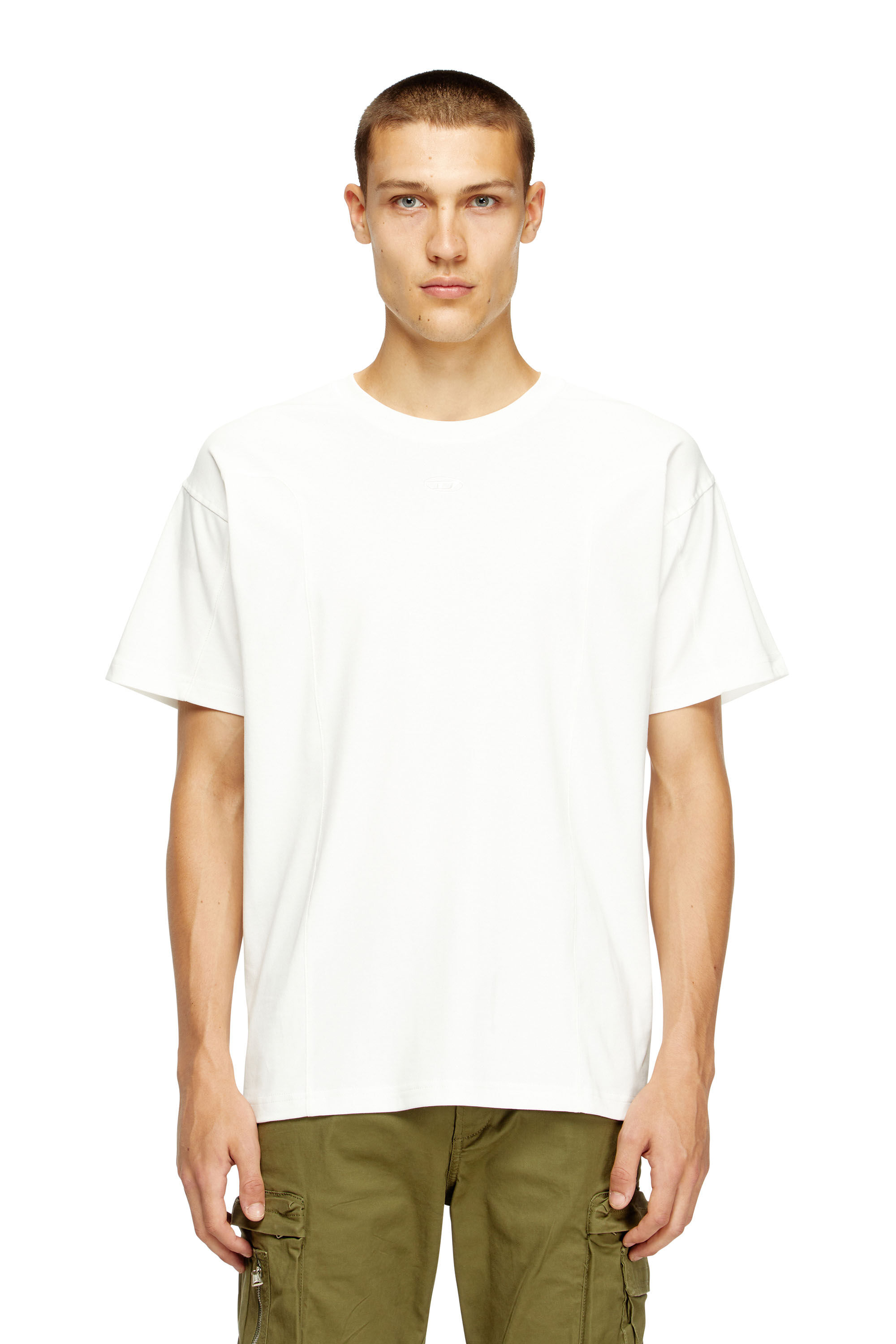 Diesel - T-NORM-INT, Herren Kurzarm-T-Shirt mit Einsätzen in Weiß - 3