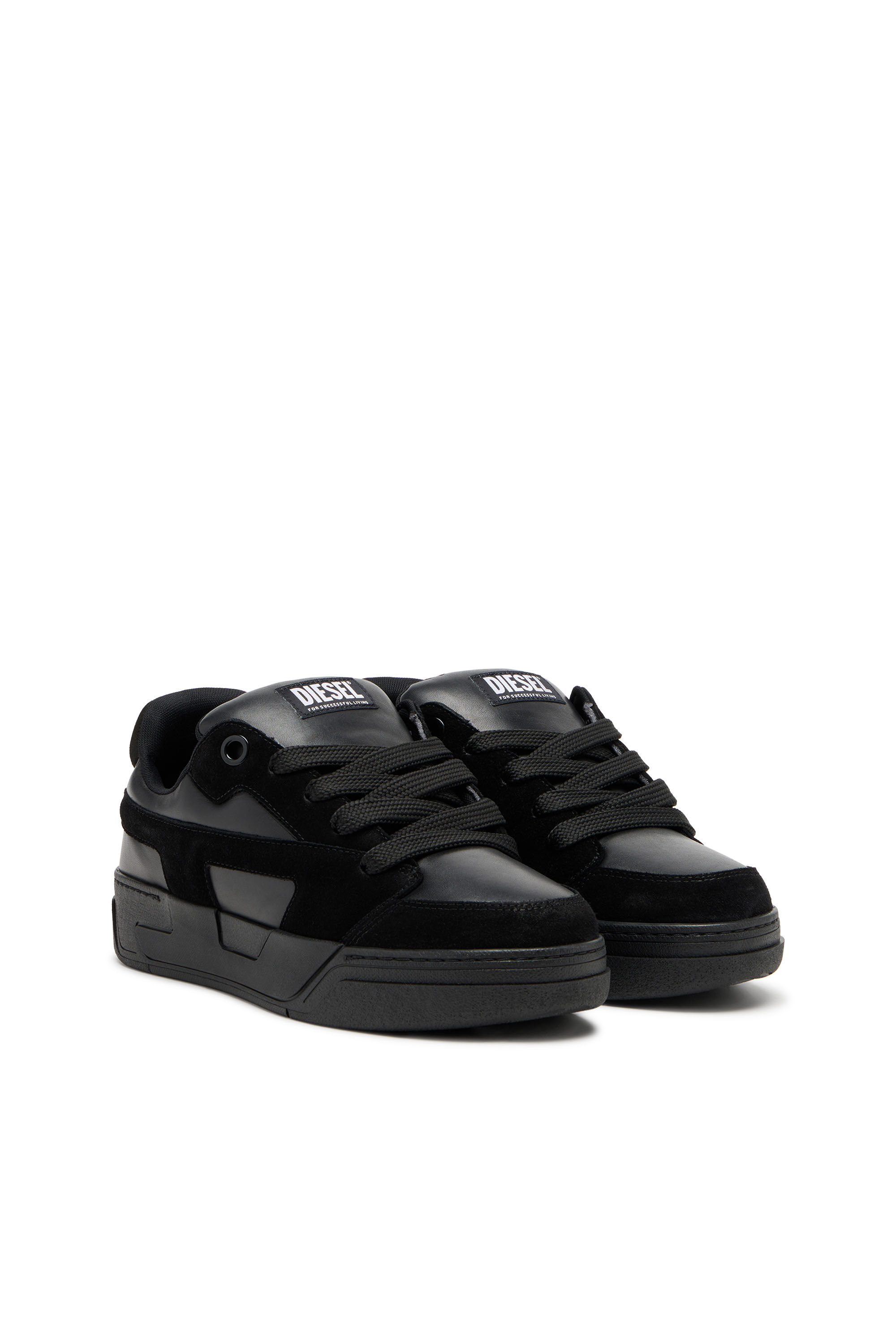 Diesel - S-D-OLLIE LOW, S-D-Ollie-Sneakers monocromatiche in suede e pelle Uomo in Nero - 2