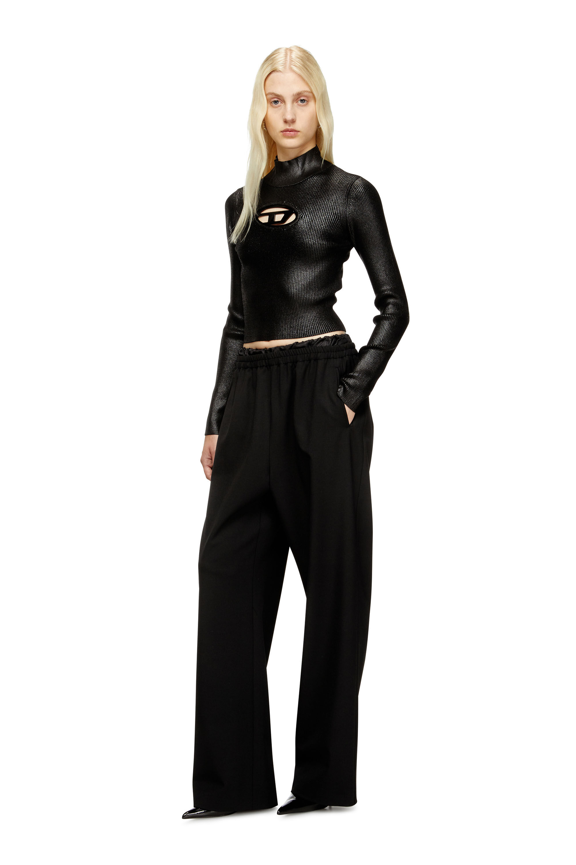 Diesel - P-YRITE-R2, Pantalons en laine avec cordon de serrage Femme in Noir - 1