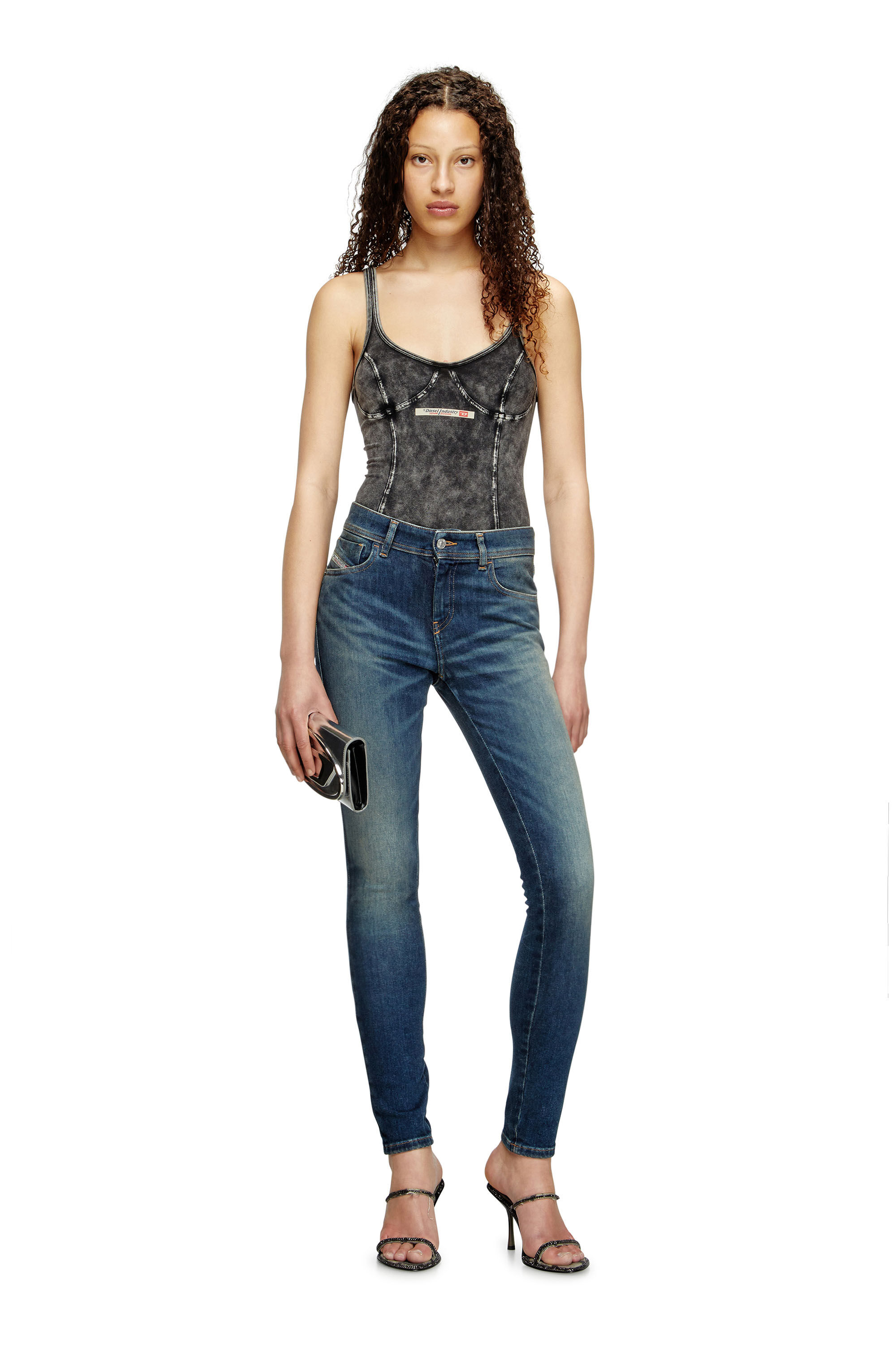 Diesel - Skinny Jeans 2017 Slandy 09L95 Donna, Blu medio - Image 1