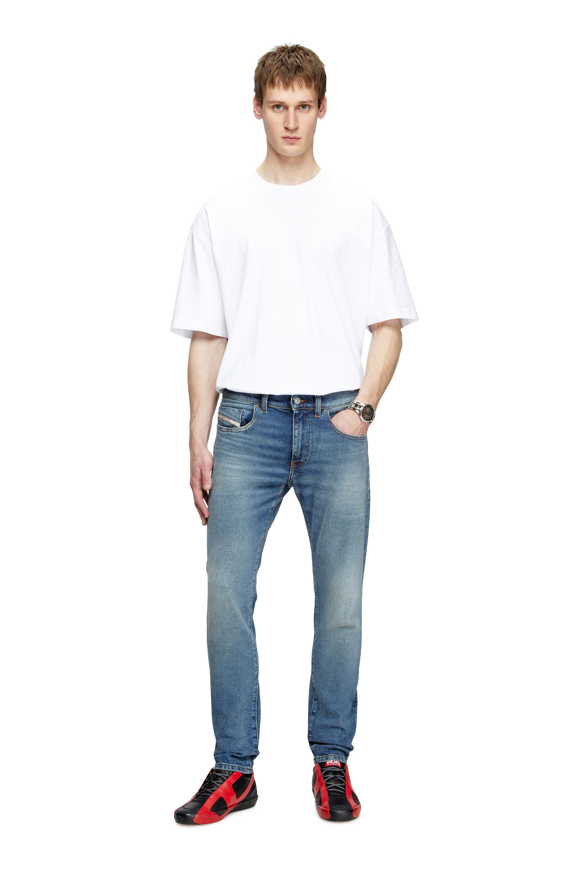 Diesel - Slim Jeans 2019 D-Strukt 0DBEF Uomo, Blu medio - Image 1